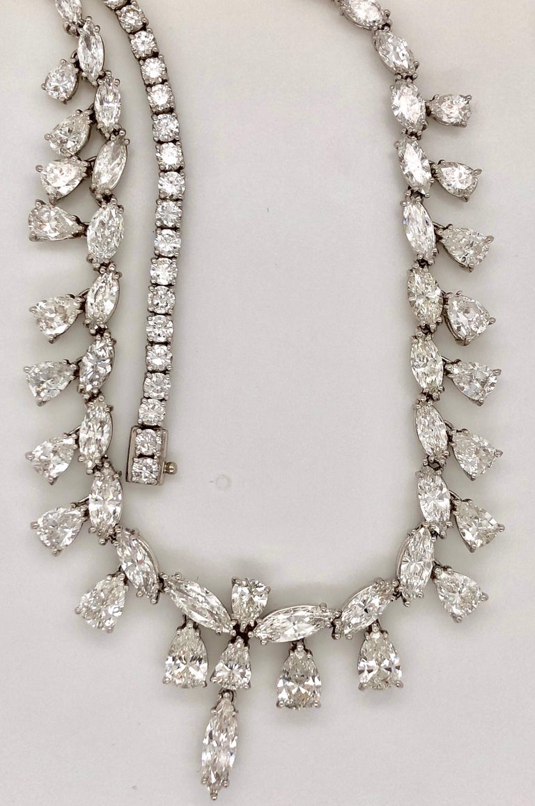 Emilio Jewelry 26.75 Carat Marquise Pear Shape Diamond Necklace For Sale 6