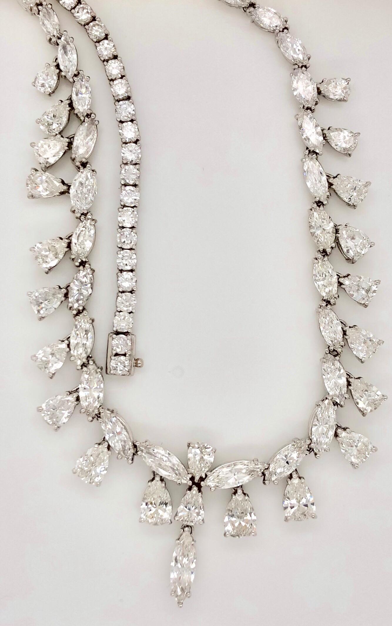 Emilio Jewelry 26.75 Carat Marquise Pear Shape Diamond Necklace 4
