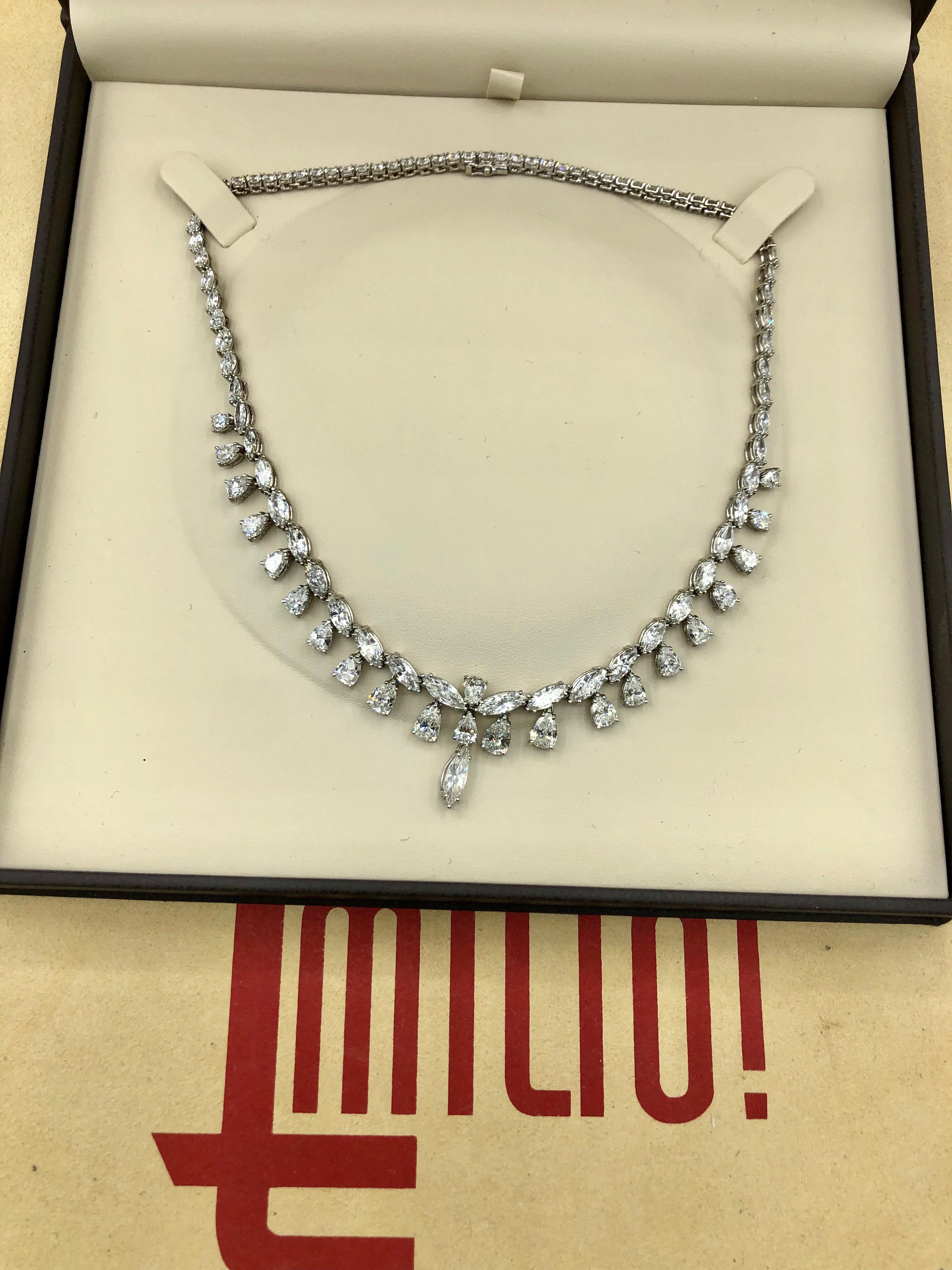 Emilio Jewelry 26.75 Carat Marquise Pear Shape Diamond Necklace 5