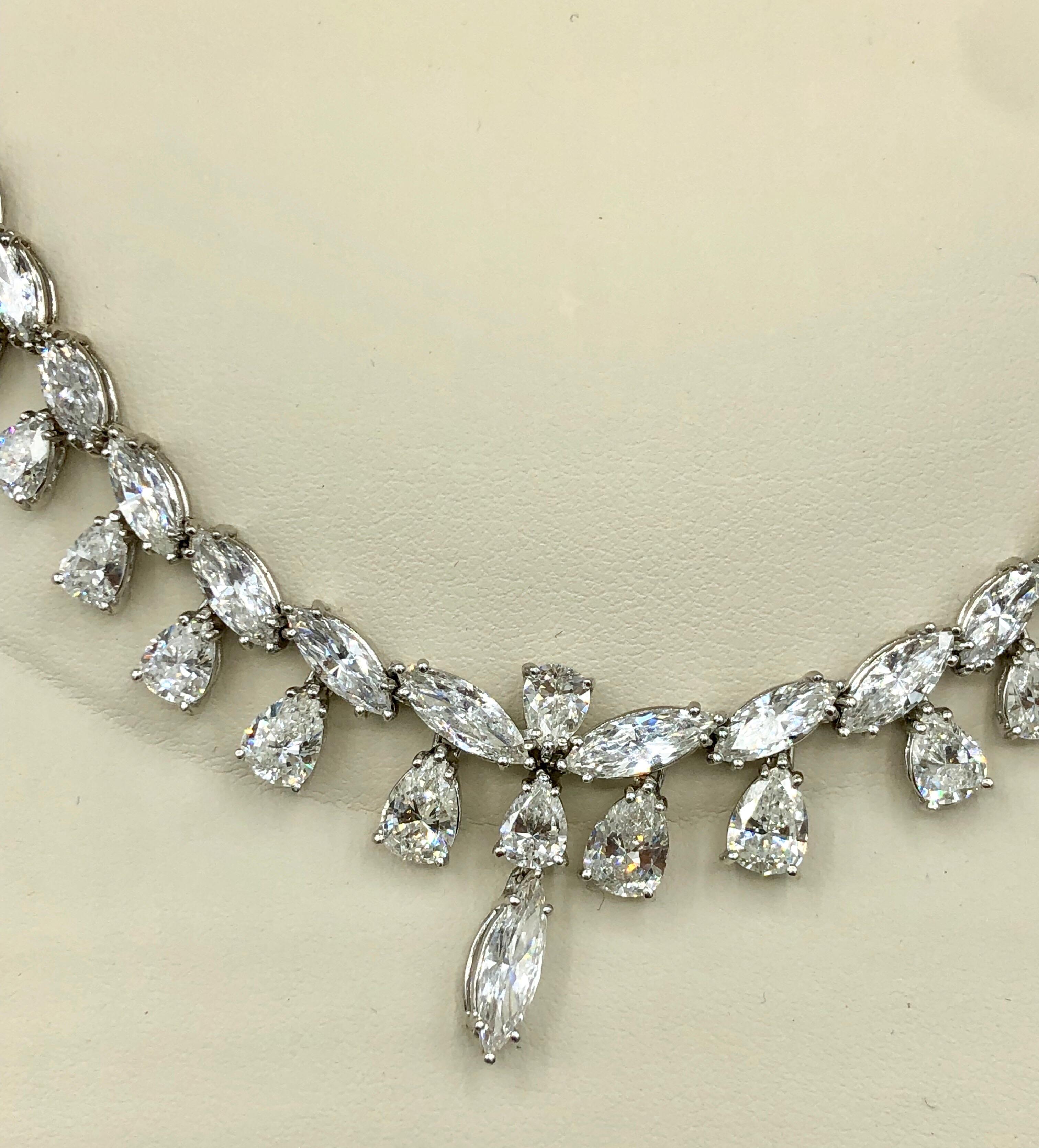 Emilio Jewelry 26.75 Carat Marquise Pear Shape Diamond Necklace 6