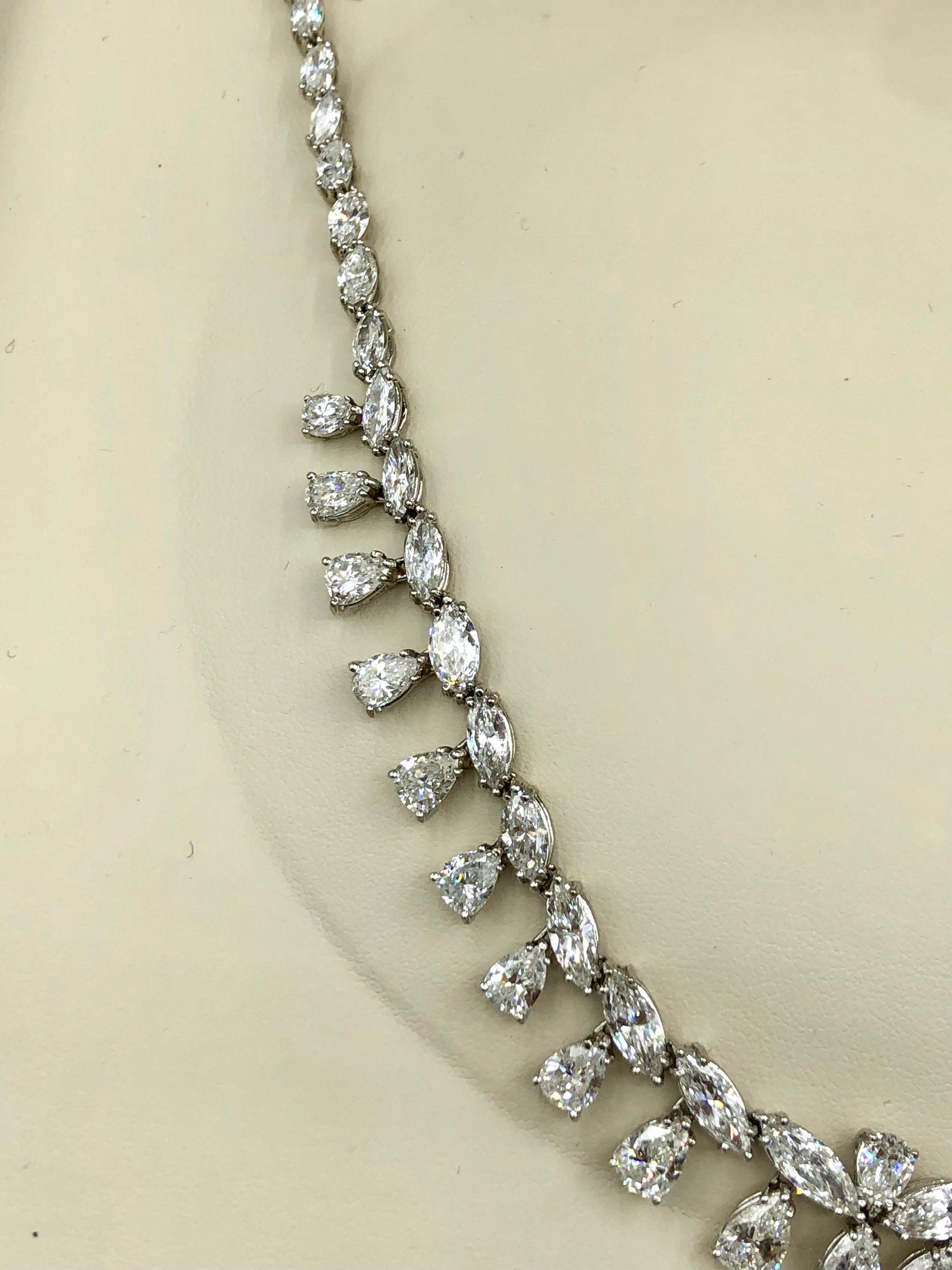 Emilio Jewelry 26.75 Carat Marquise Pear Shape Diamond Necklace 7