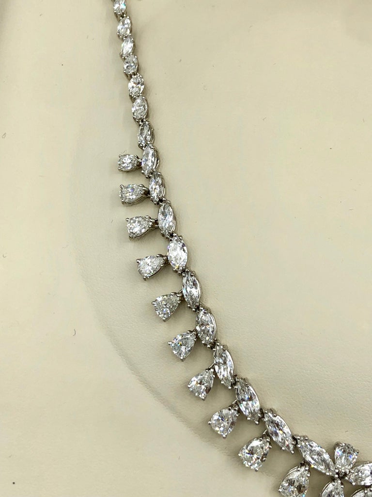 Emilio Jewelry 26.75 Carat Marquise Pear Shape Diamond Necklace For Sale 10