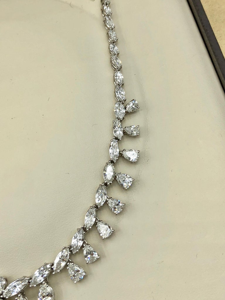 Emilio Jewelry 26.75 Carat Marquise Pear Shape Diamond Necklace For Sale 11