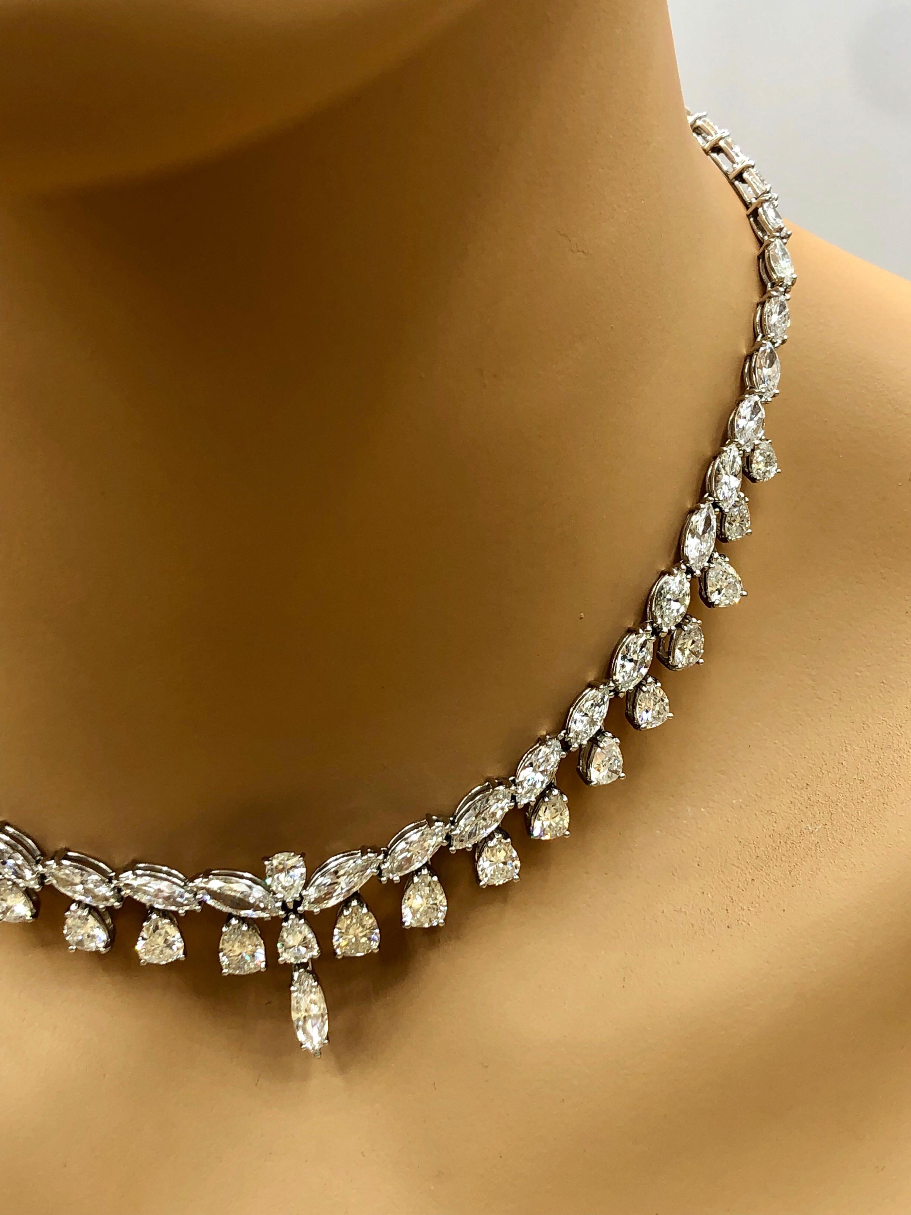 Emilio Jewelry 26.75 Carat Marquise Pear Shape Diamond Necklace 10