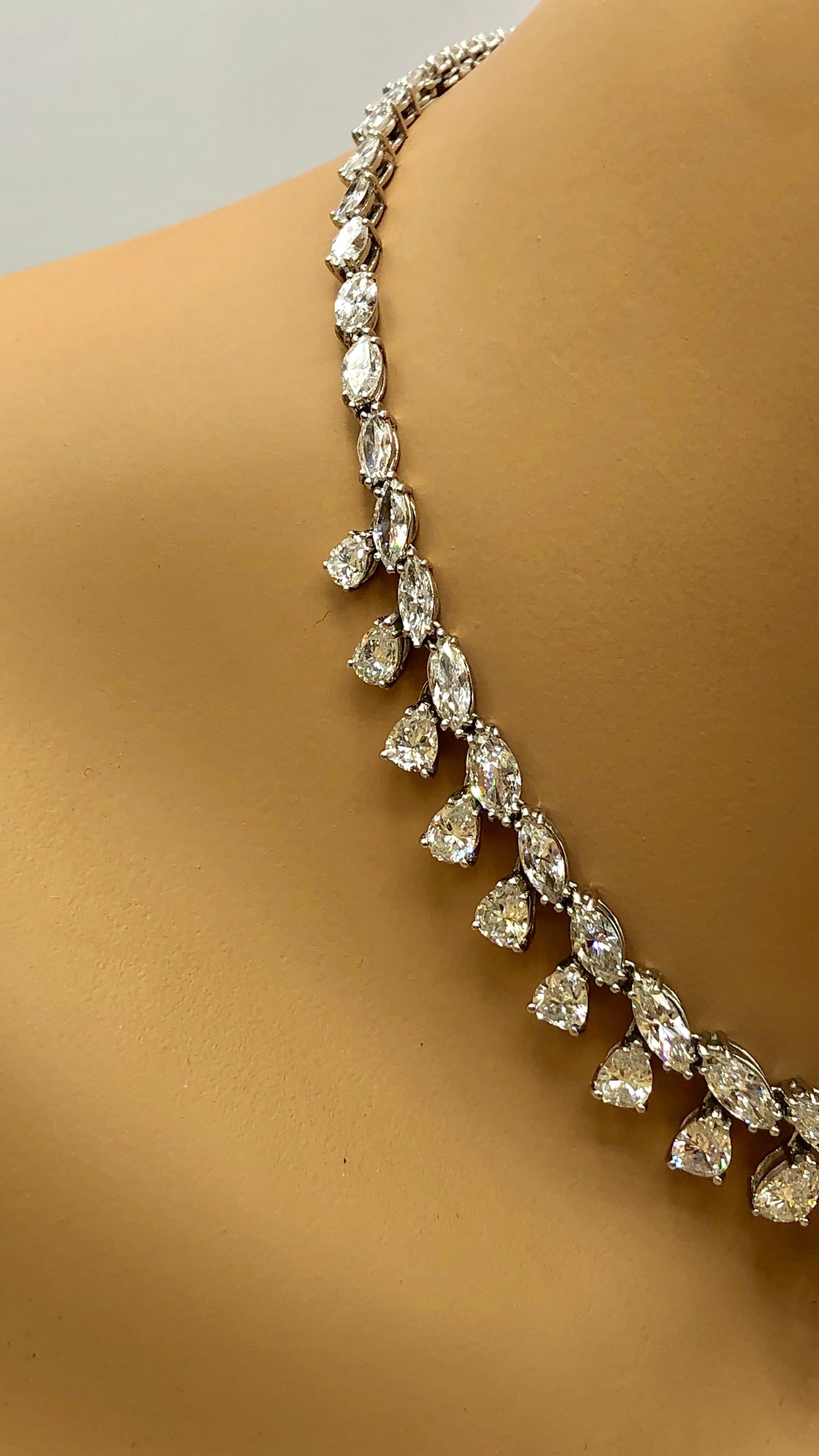 Emilio Jewelry 26.75 Carat Marquise Pear Shape Diamond Necklace 11