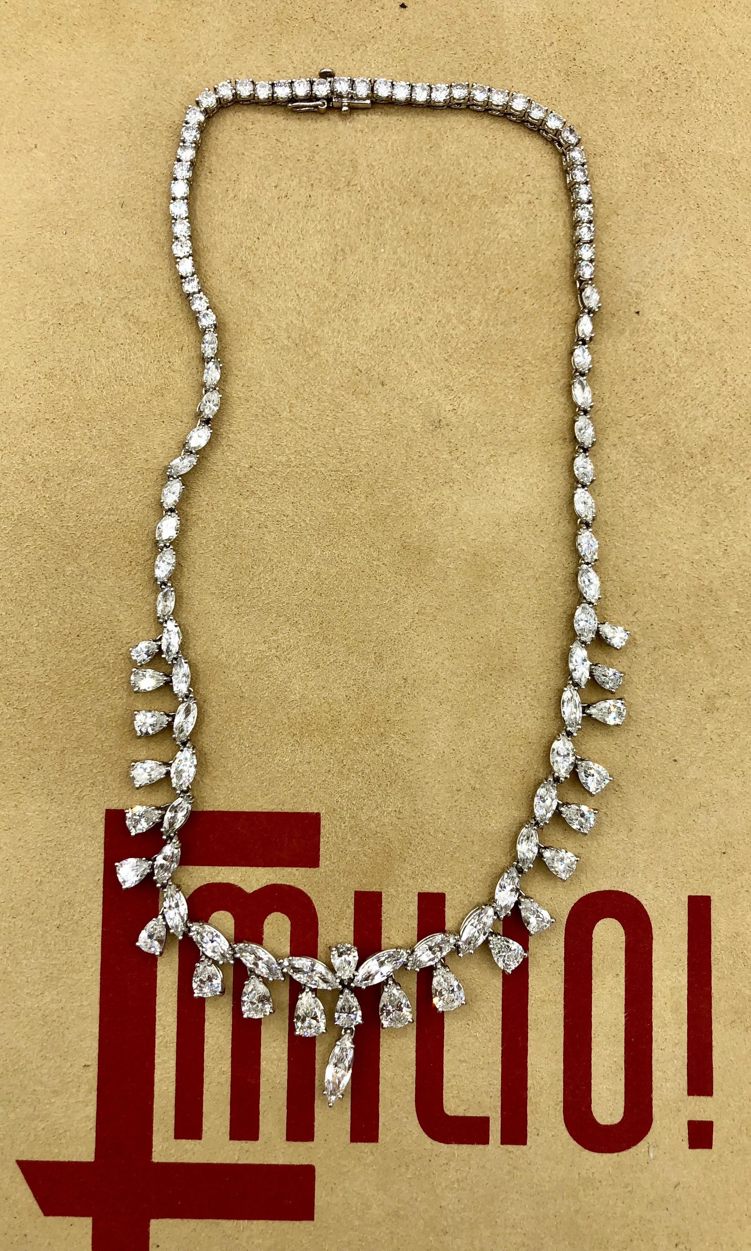 Emilio Jewelry 26.75 Carat Marquise Pear Shape Diamond Necklace 12