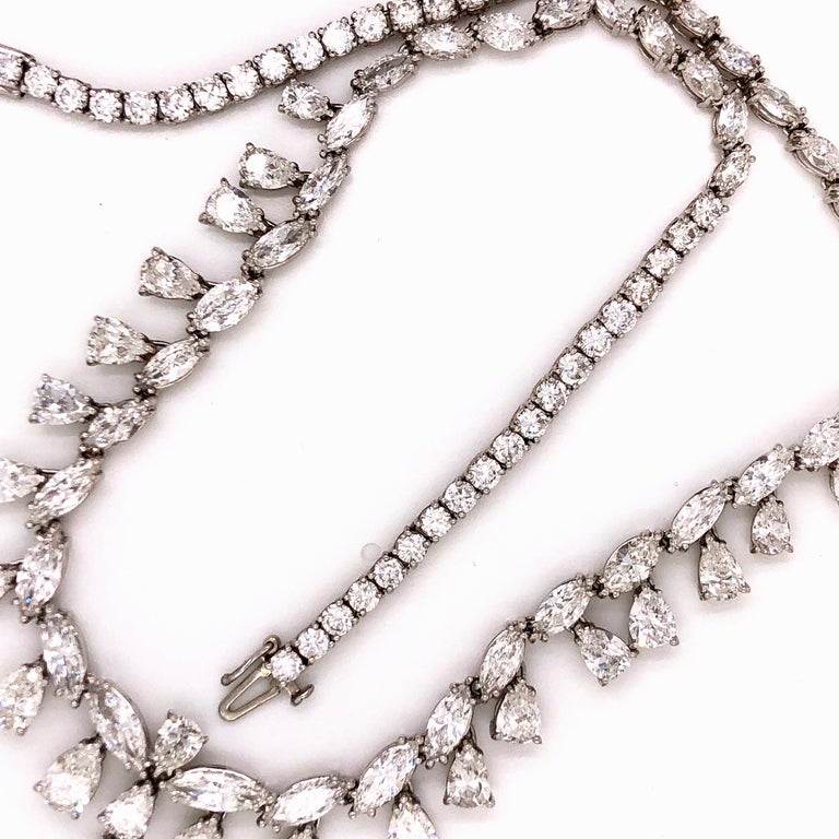 Women's Emilio Jewelry 26.75 Carat Marquise Pear Shape Diamond Necklace For Sale