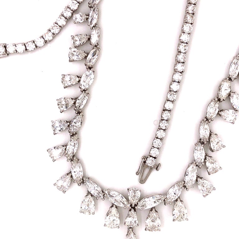 Emilio Jewelry 26.75 Carat Marquise Pear Shape Diamond Necklace For Sale 1