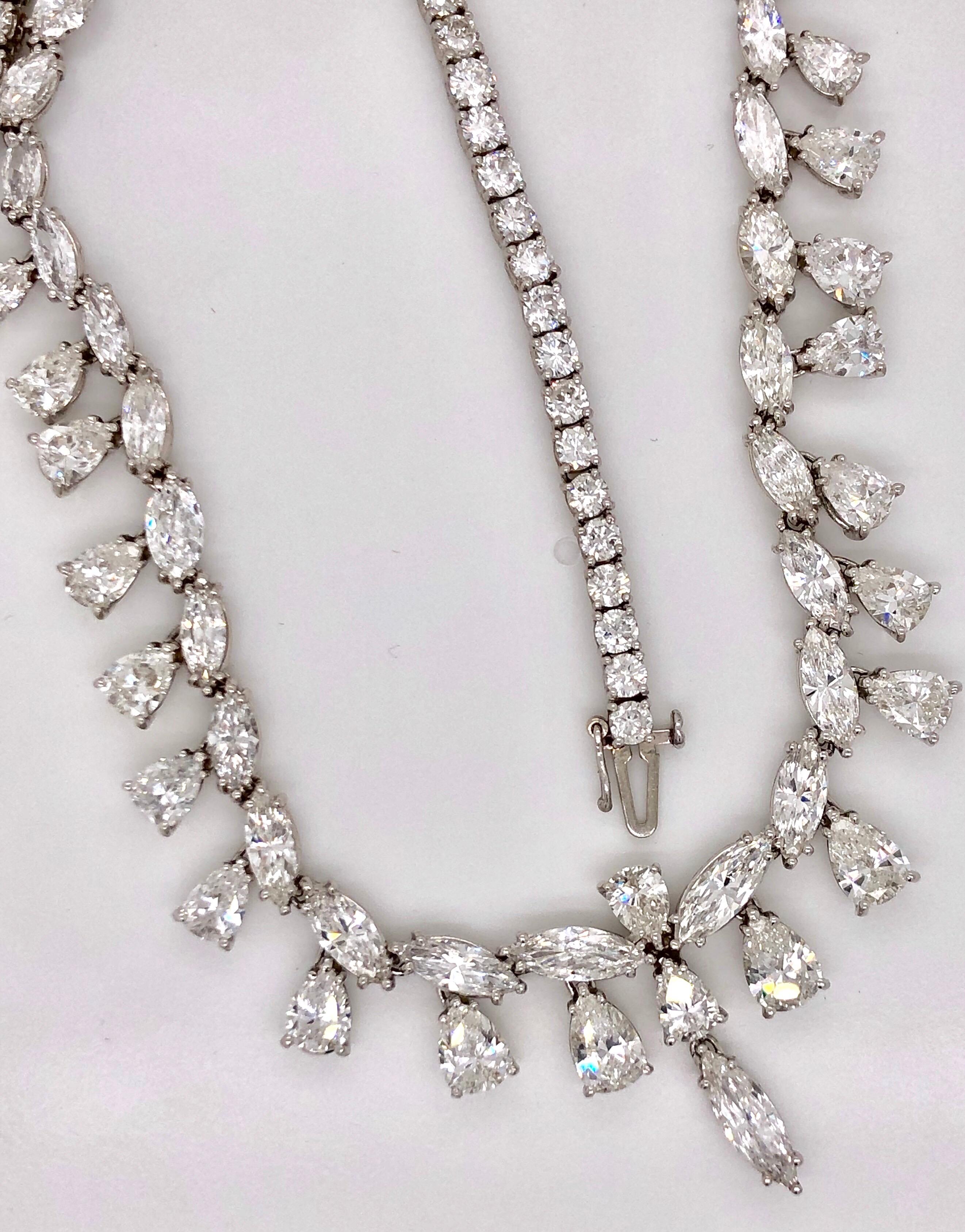 Emilio Jewelry 26.75 Carat Marquise Pear Shape Diamond Necklace In New Condition In New York, NY