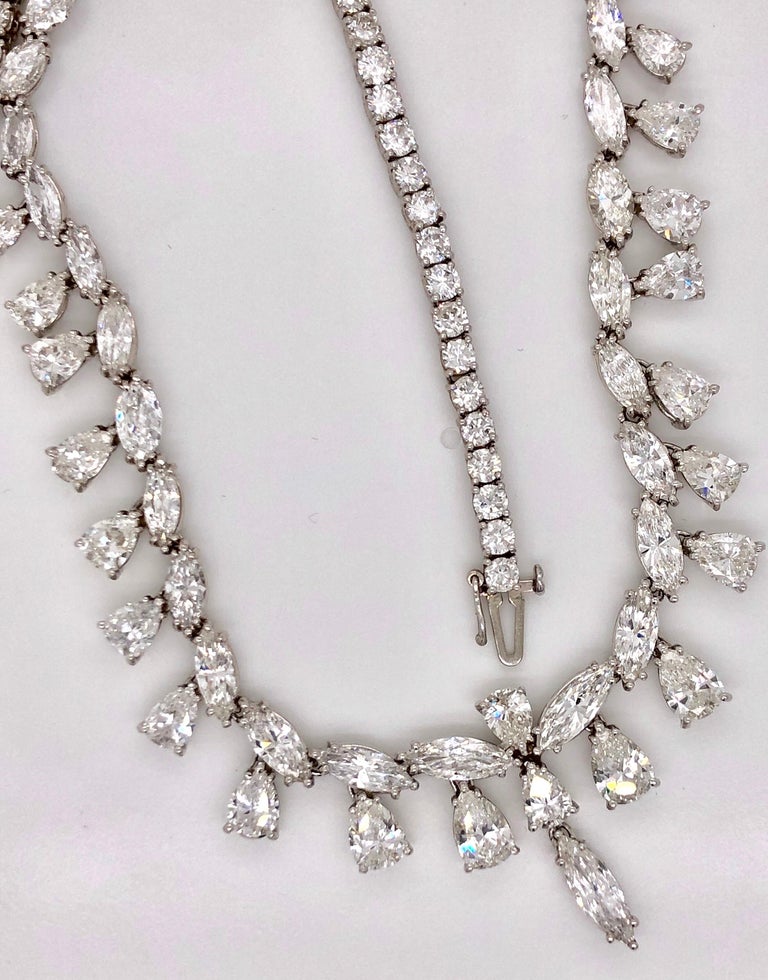 Emilio Jewelry 26.75 Carat Marquise Pear Shape Diamond Necklace For Sale 2
