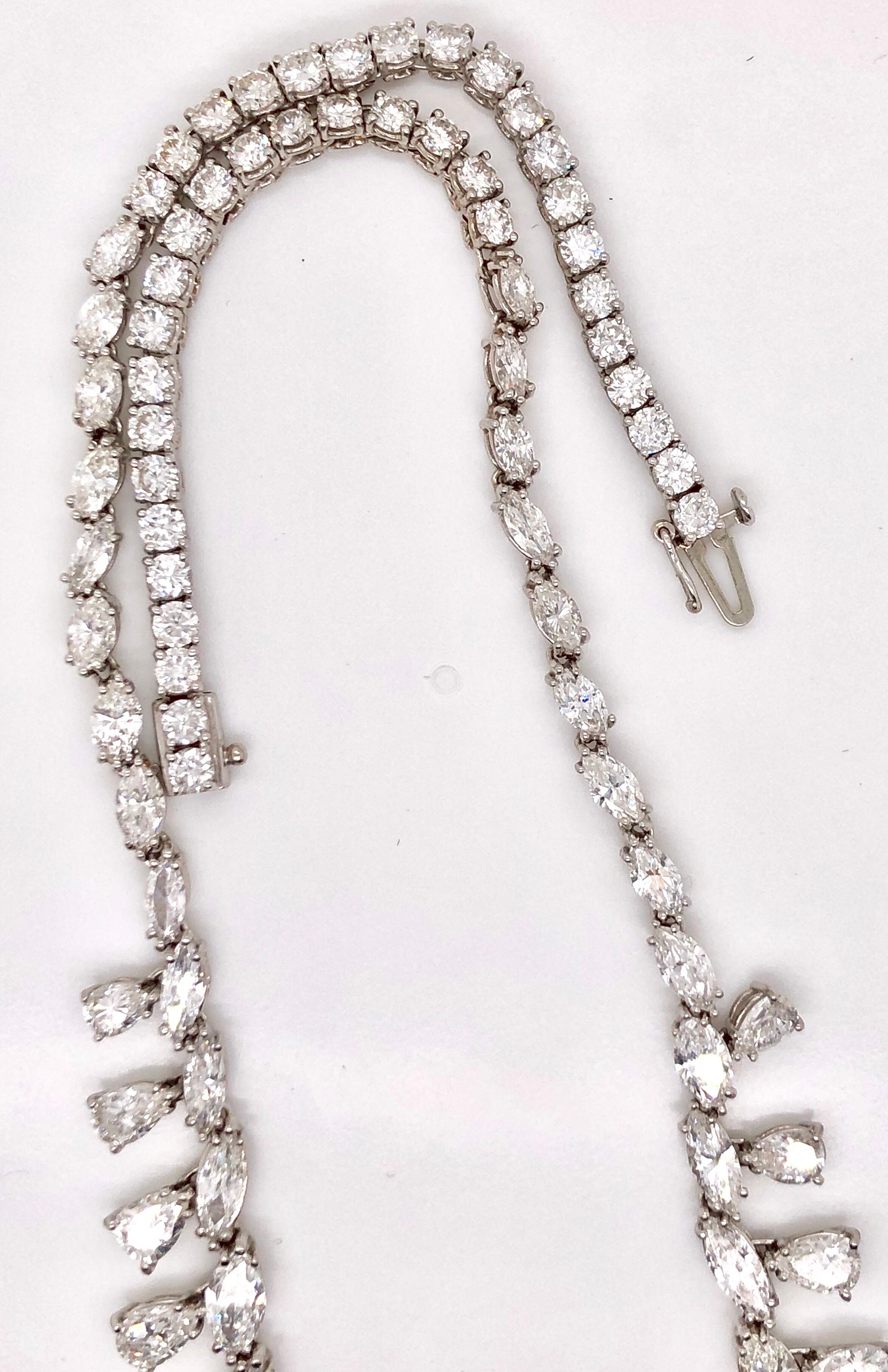 Emilio Jewelry 26.75 Carat Marquise Pear Shape Diamond Necklace 1