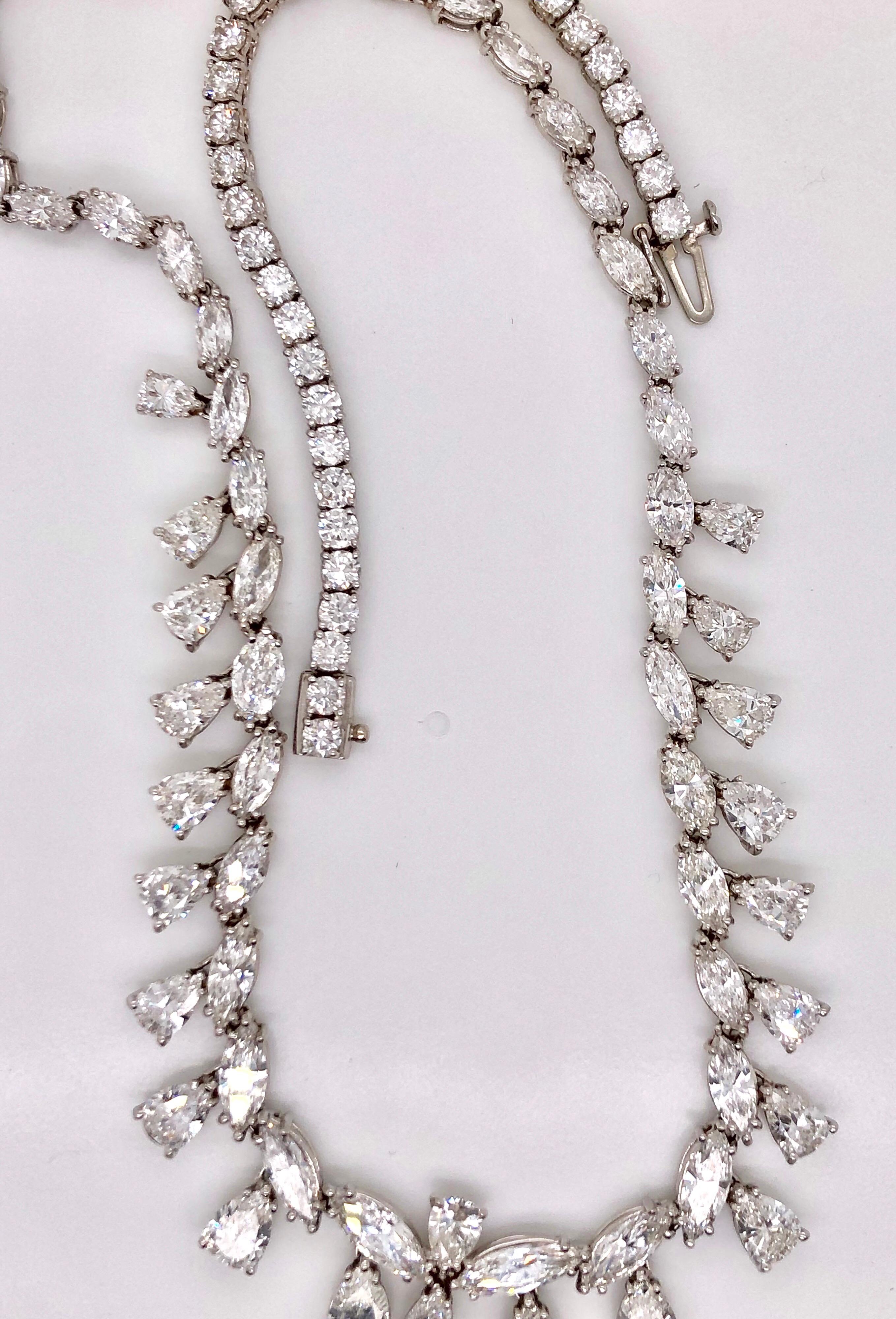 Emilio Jewelry 26.75 Carat Marquise Pear Shape Diamond Necklace 2