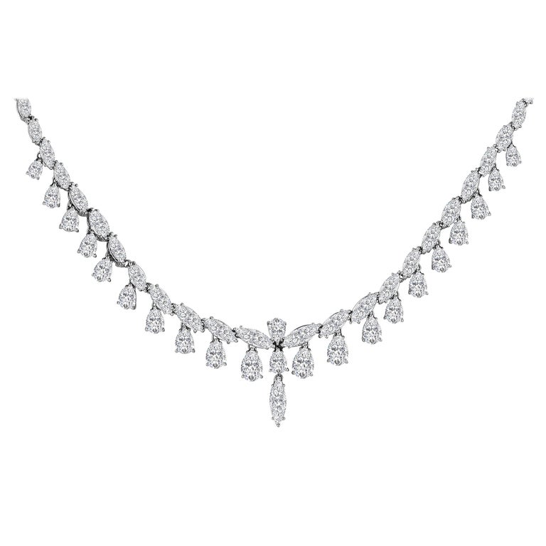 Emilio Jewelry 26.75 Carat Marquise Pear Shape Diamond Necklace For Sale