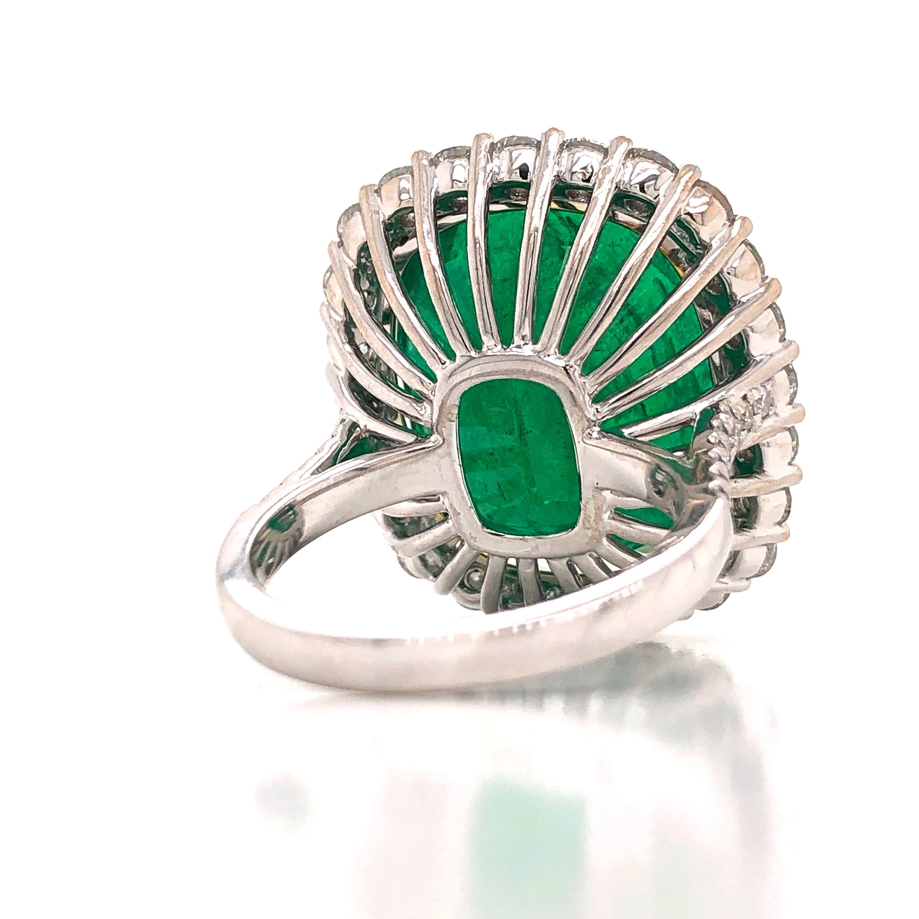 Emilio Jewelry 28.80 Carat Emerald Diamond Ring 1