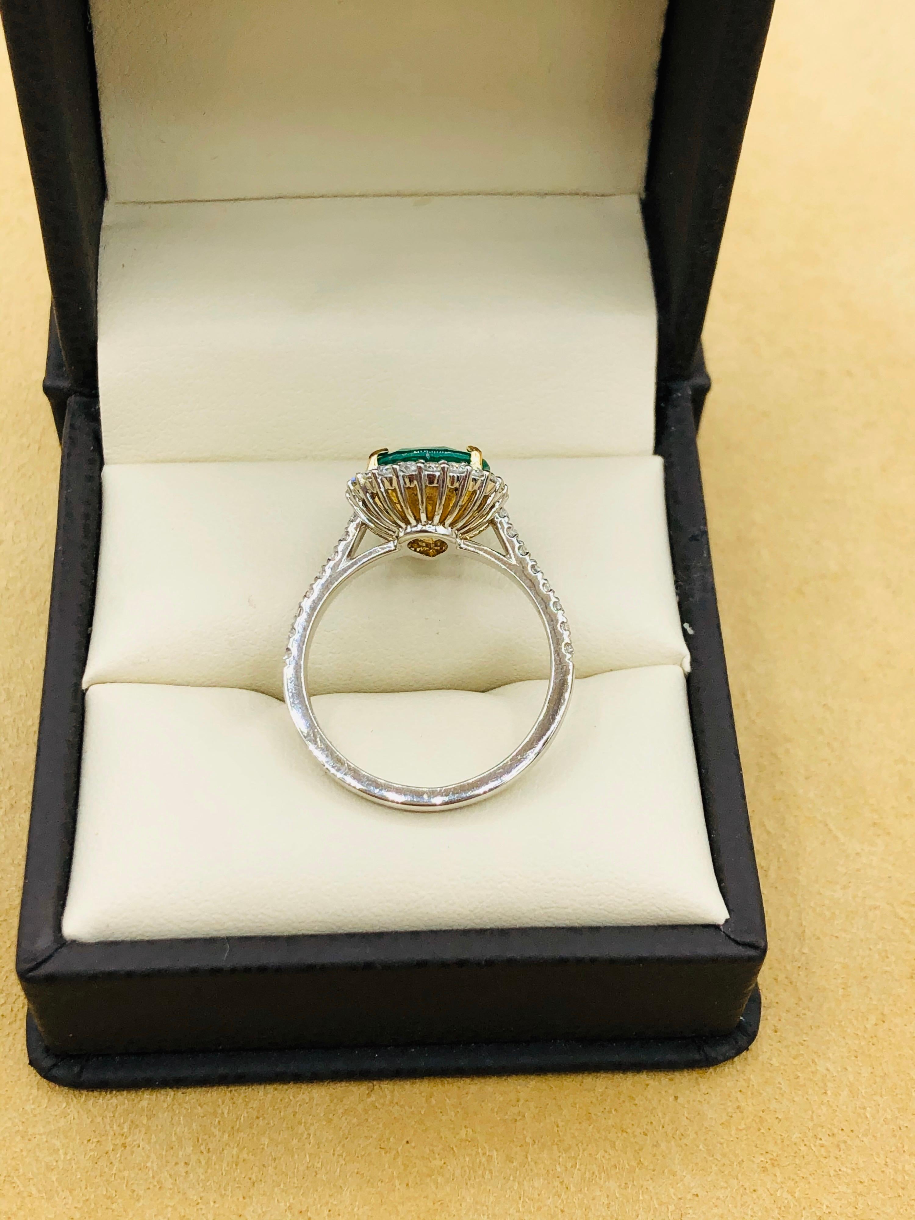 Emilio Jewelry 2.95 Carat Certified Vivid Green Emerald Diamond Ring 5
