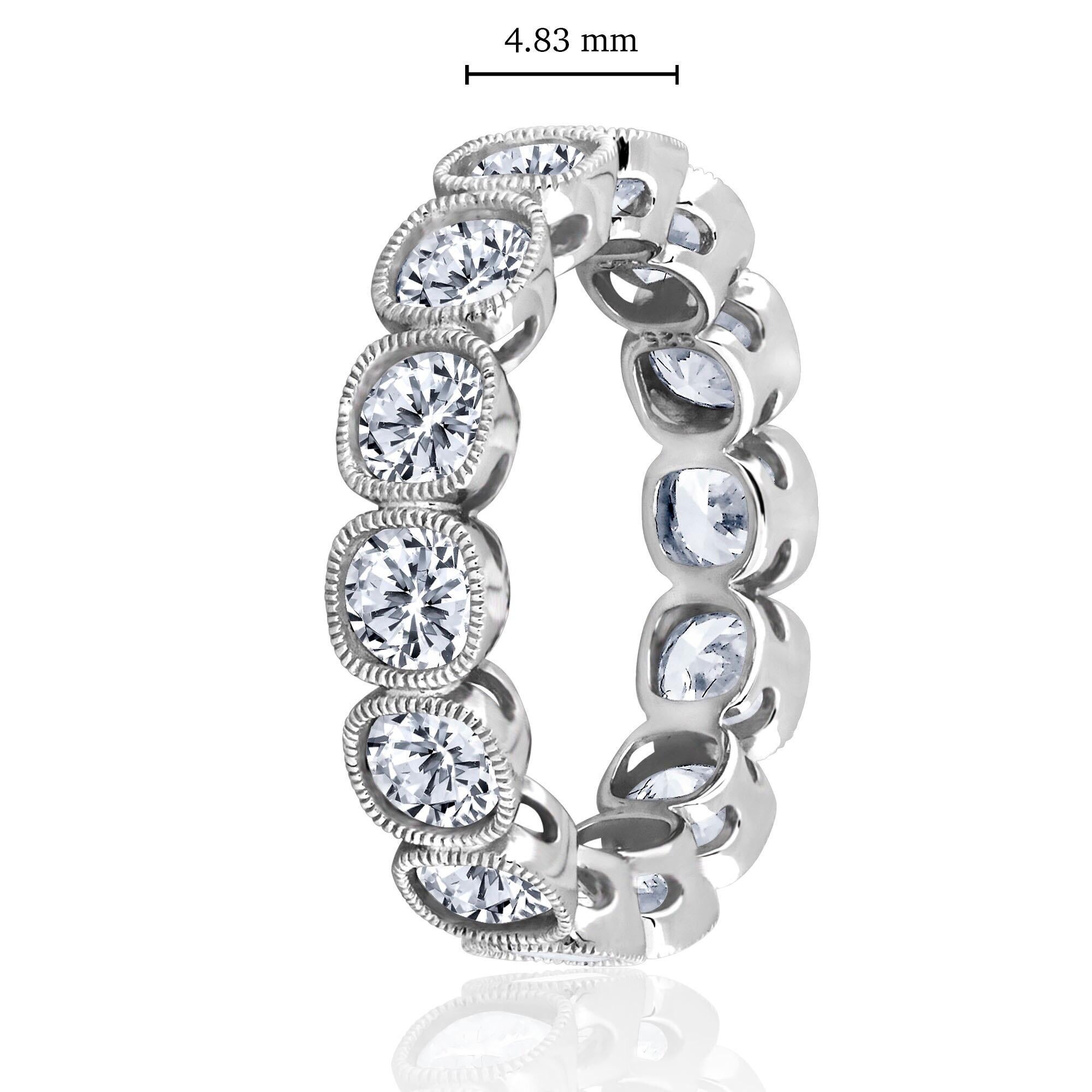 Modern Emilio Jewelry .30 Carat Each Cushion Diamond Platinum Eternity Ring