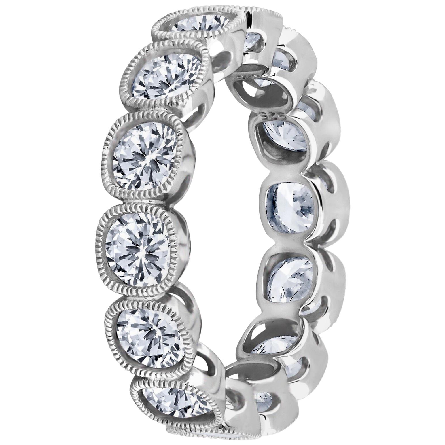 Emilio Jewelry .30 Carat Each Cushion Diamond Platinum Eternity Ring