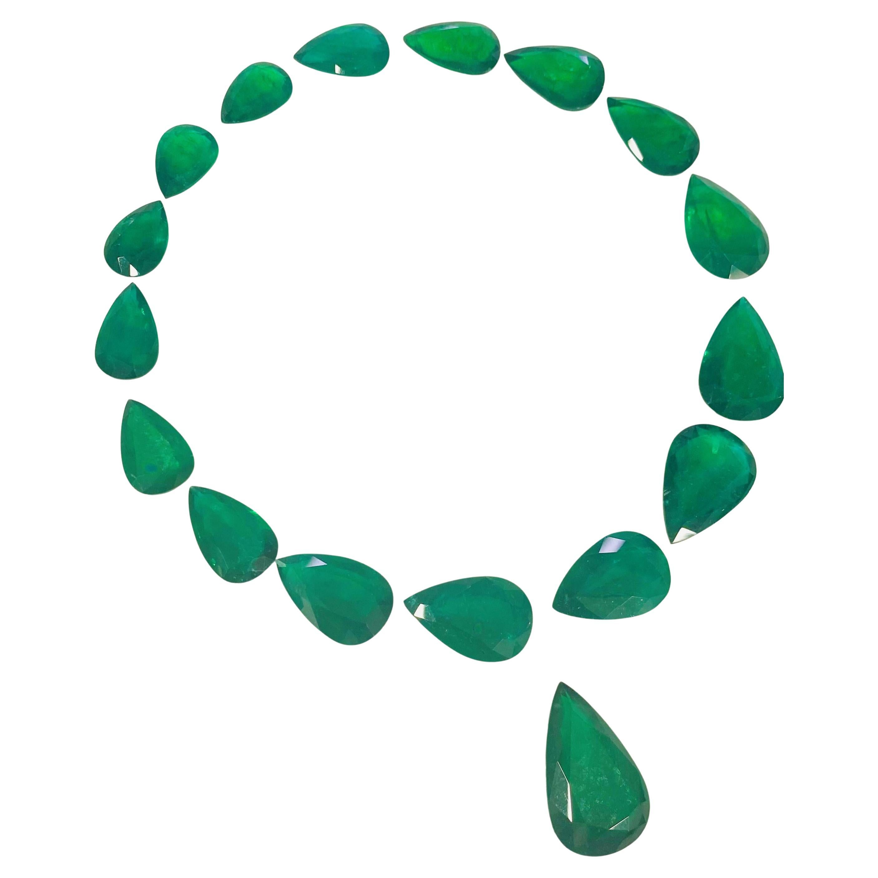 Emilio Jewelry 306.00 Carat Vivid Green Emerald Necklace Layout For Sale