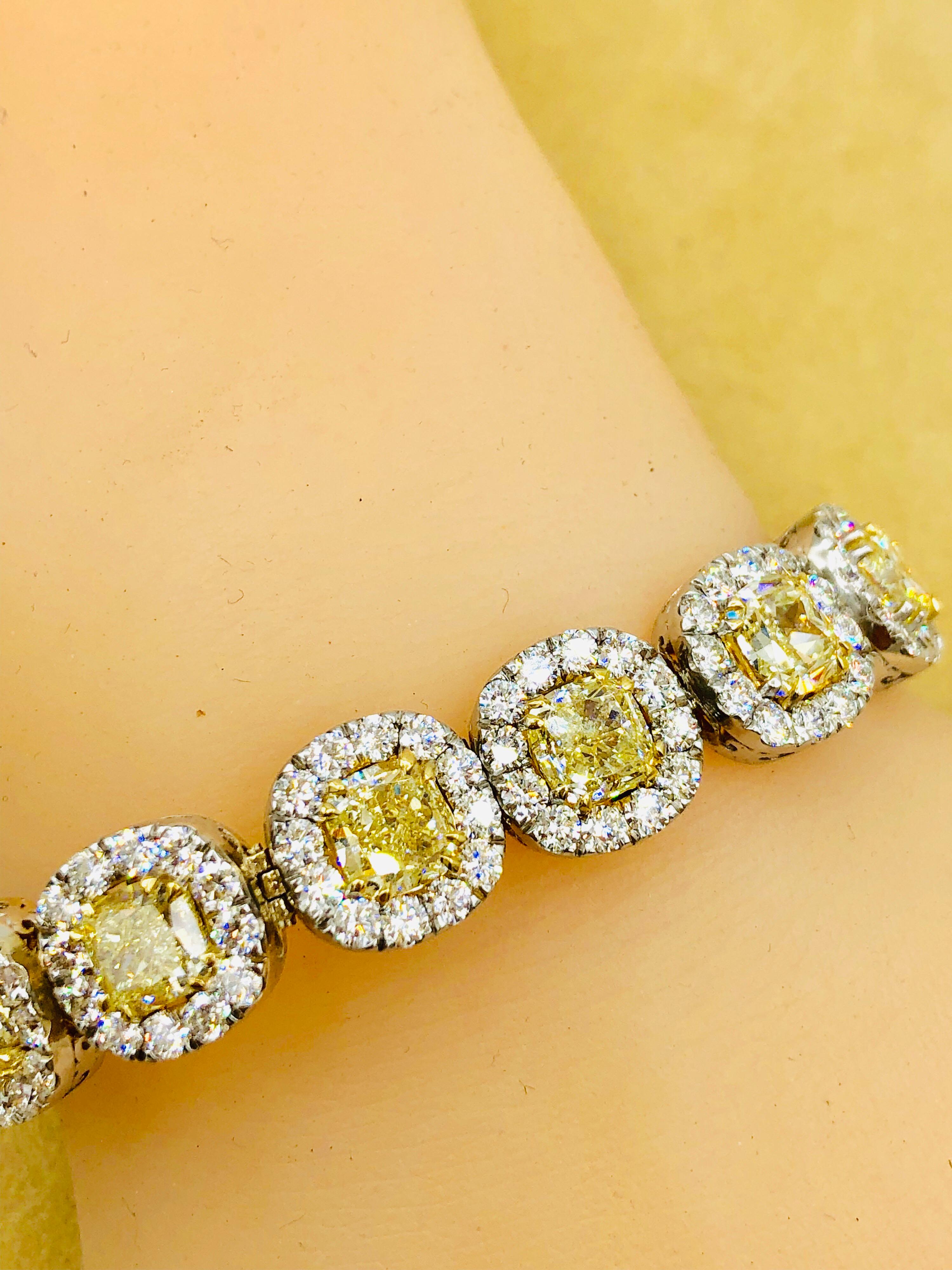 Emilio Jewelry 32.78 Carat Yellow Diamond Bracelet 7