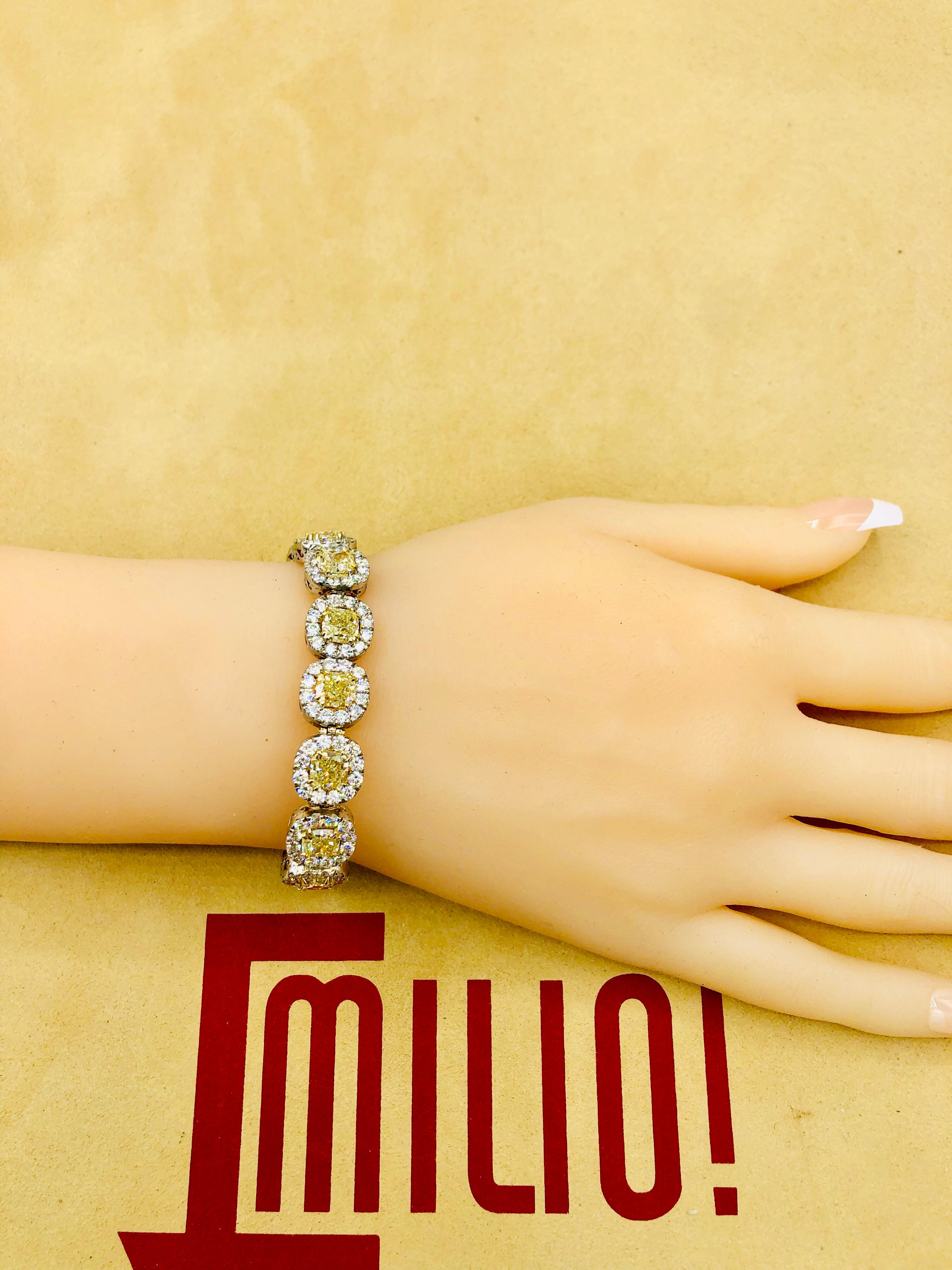 Women's or Men's Emilio Jewelry 32.78 Carat Yellow Diamond Bracelet