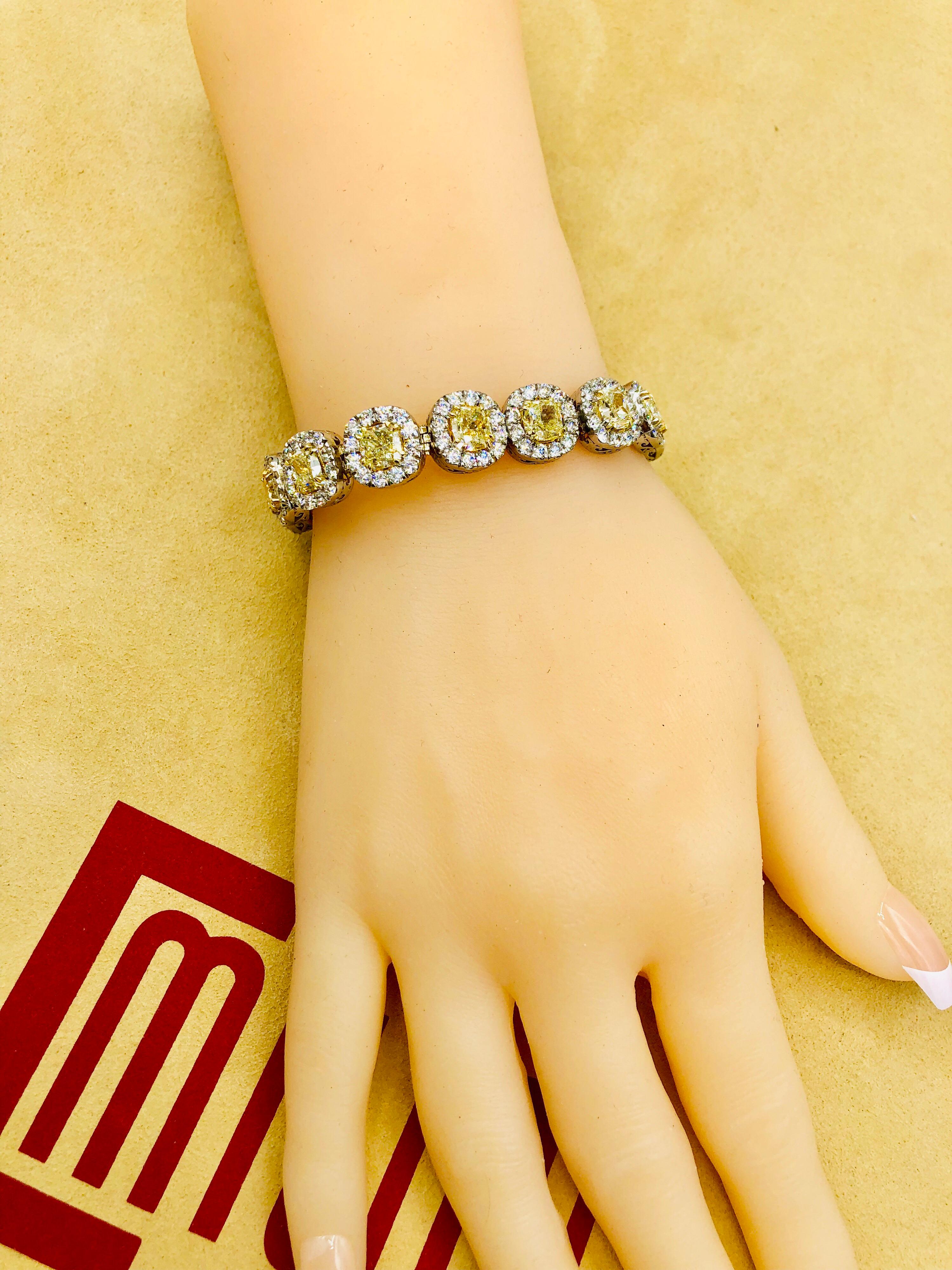 Emilio Jewelry 32.78 Carat Yellow Diamond Bracelet 4