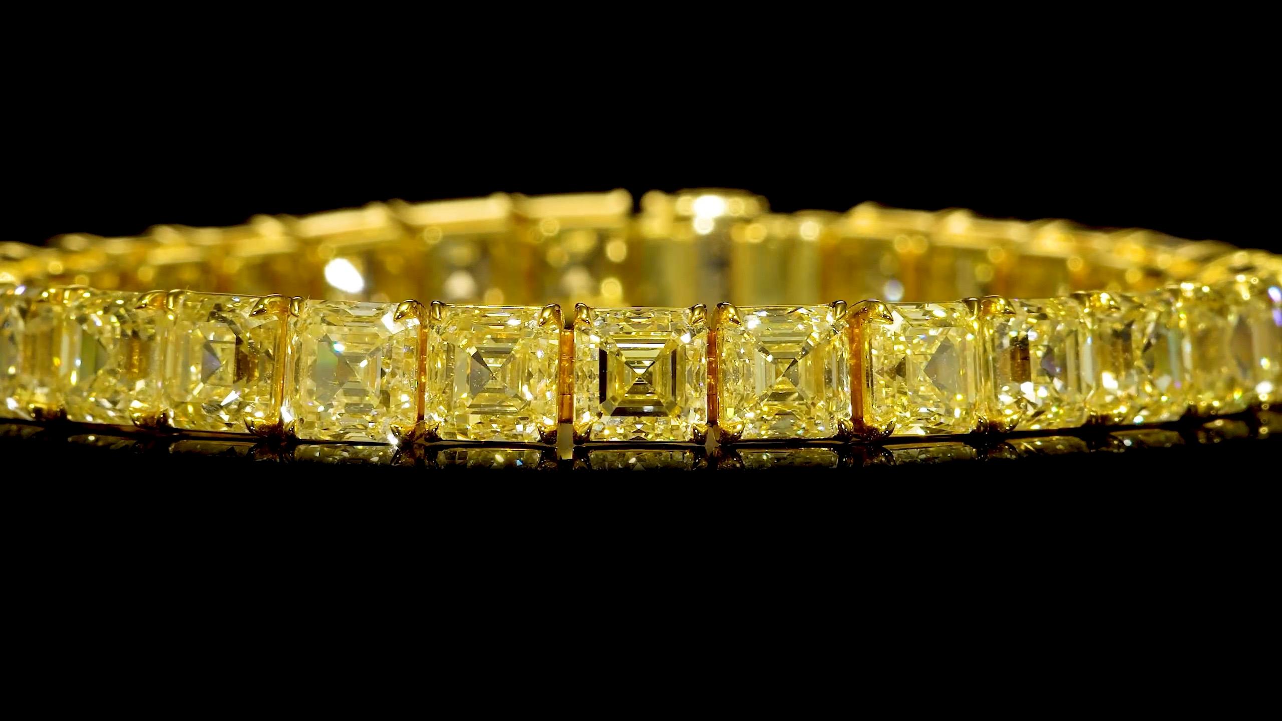 Emilio Jewelry 34.00 Carat Natural Canary Diamond Bracelet  For Sale 1
