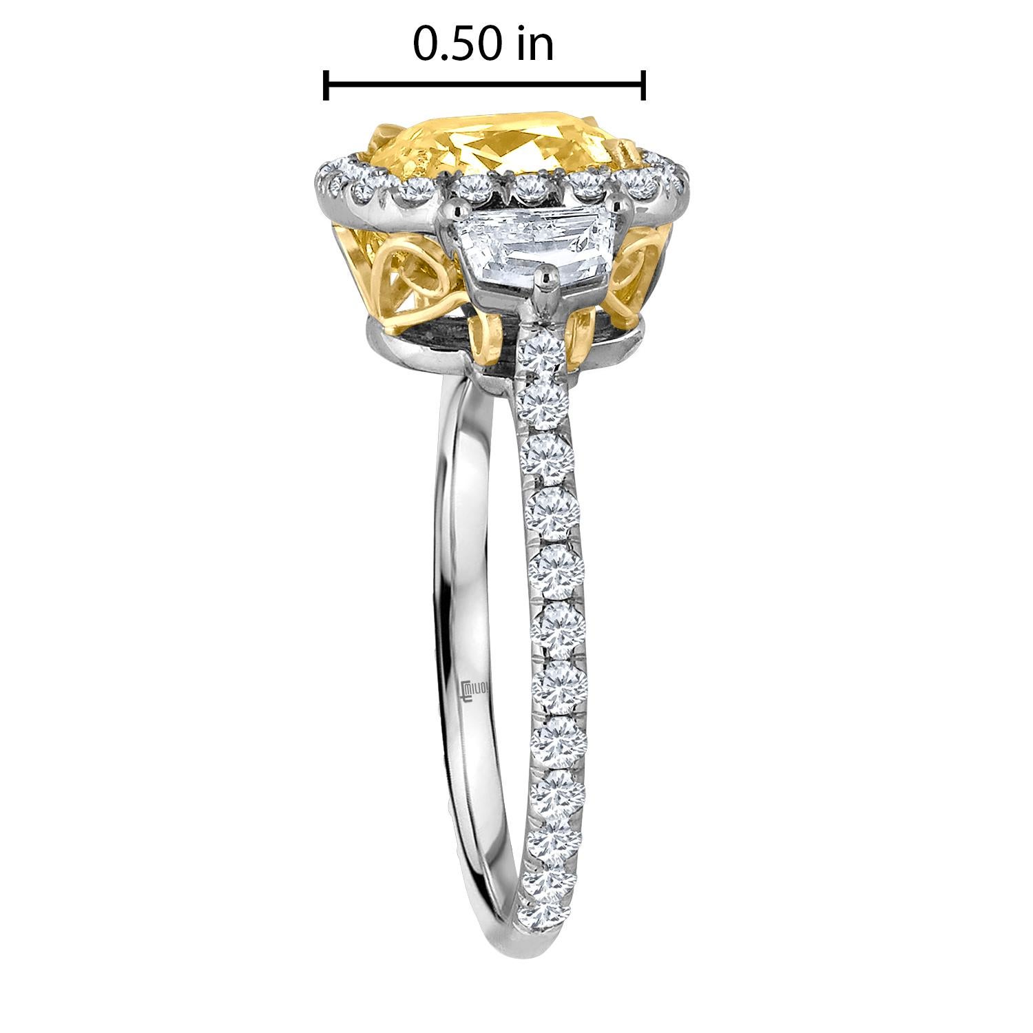 Women's Emilio Jewelry 3.49 Carat GIA Certified Natural Fancy Yellow Diamond Ring