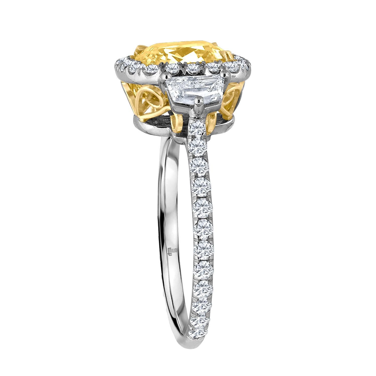 Emilio Jewelry 3.49 Carat GIA Certified Natural Fancy Yellow Diamond Ring 2