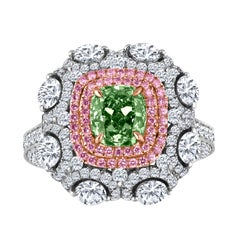 natural green diamonds Emilio Jewelry 3.49 Carat GIA Certified Natural Green Diamond Ring