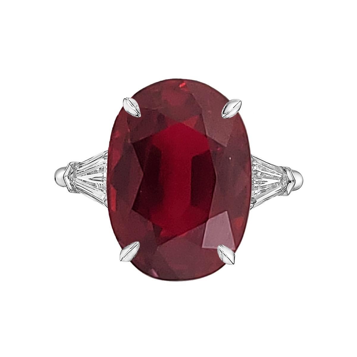 Emilio Jewelry 3,50 Karat zertifizierter lebhaft roter Tauben Blut Rubin Ring  (Kissenschliff) im Angebot