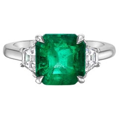Emilio Jewelry 3.58 Carat Certified Colombian Emerald Ring