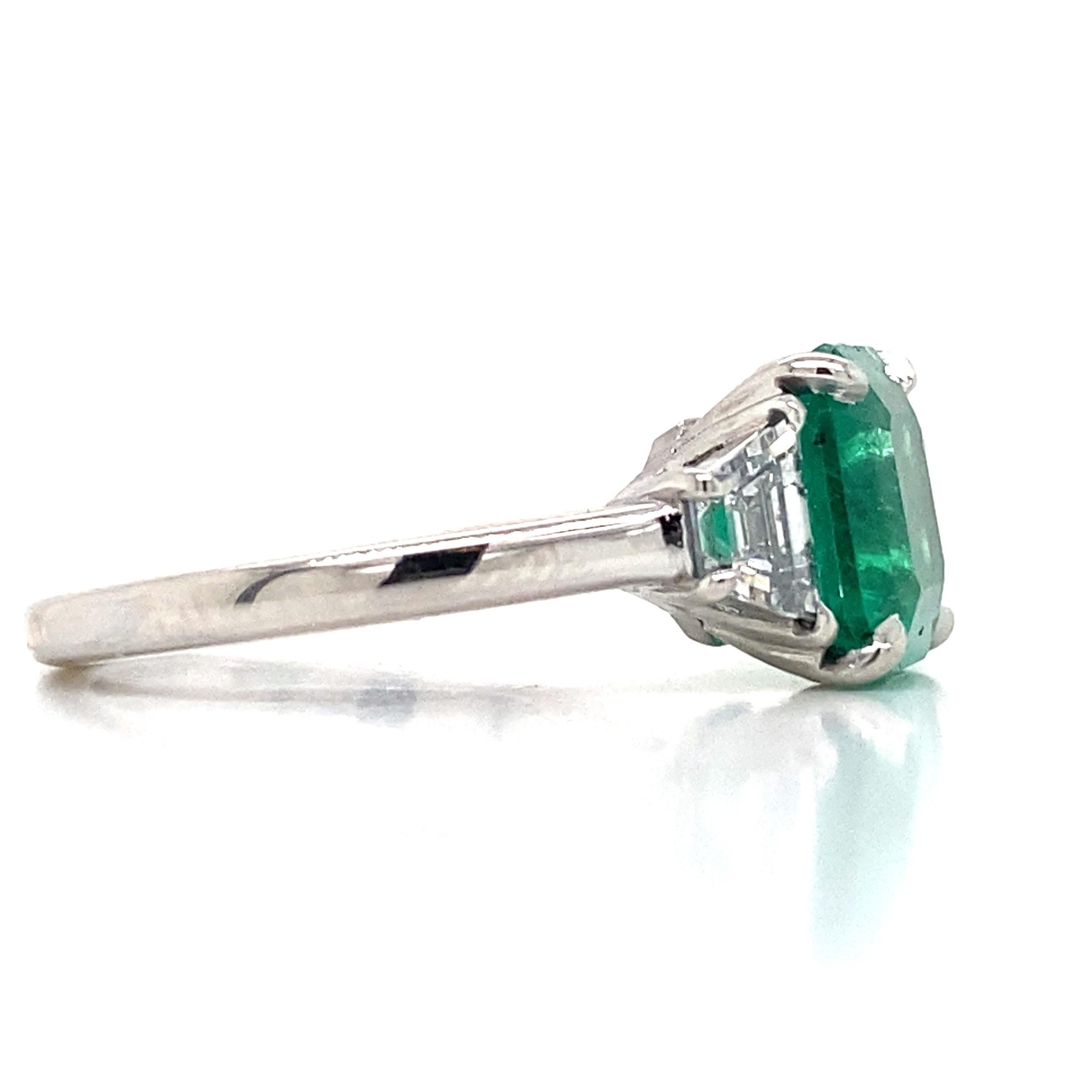 Emerald Cut Emilio Jewelry AGL Certified 3.58 Carat Colombian Muzo Emerald Diamond Ring