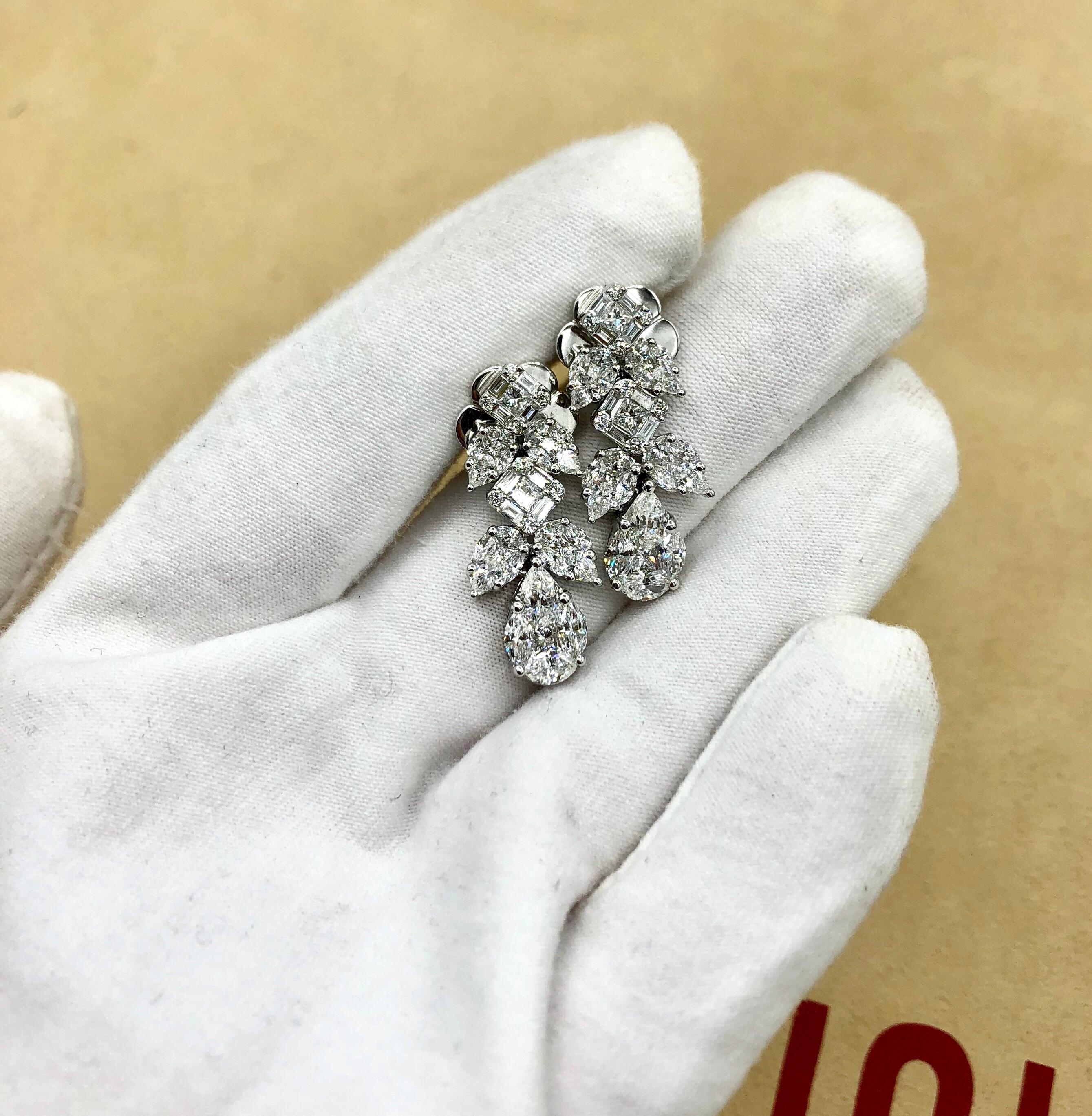 Emilio Jewelry 3.73 Carat Diamond Drop Earrings 4