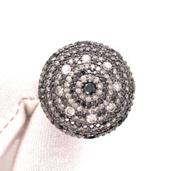 Emilio Jewelry 3.77 Carat Black White Diamond Saturn Ring