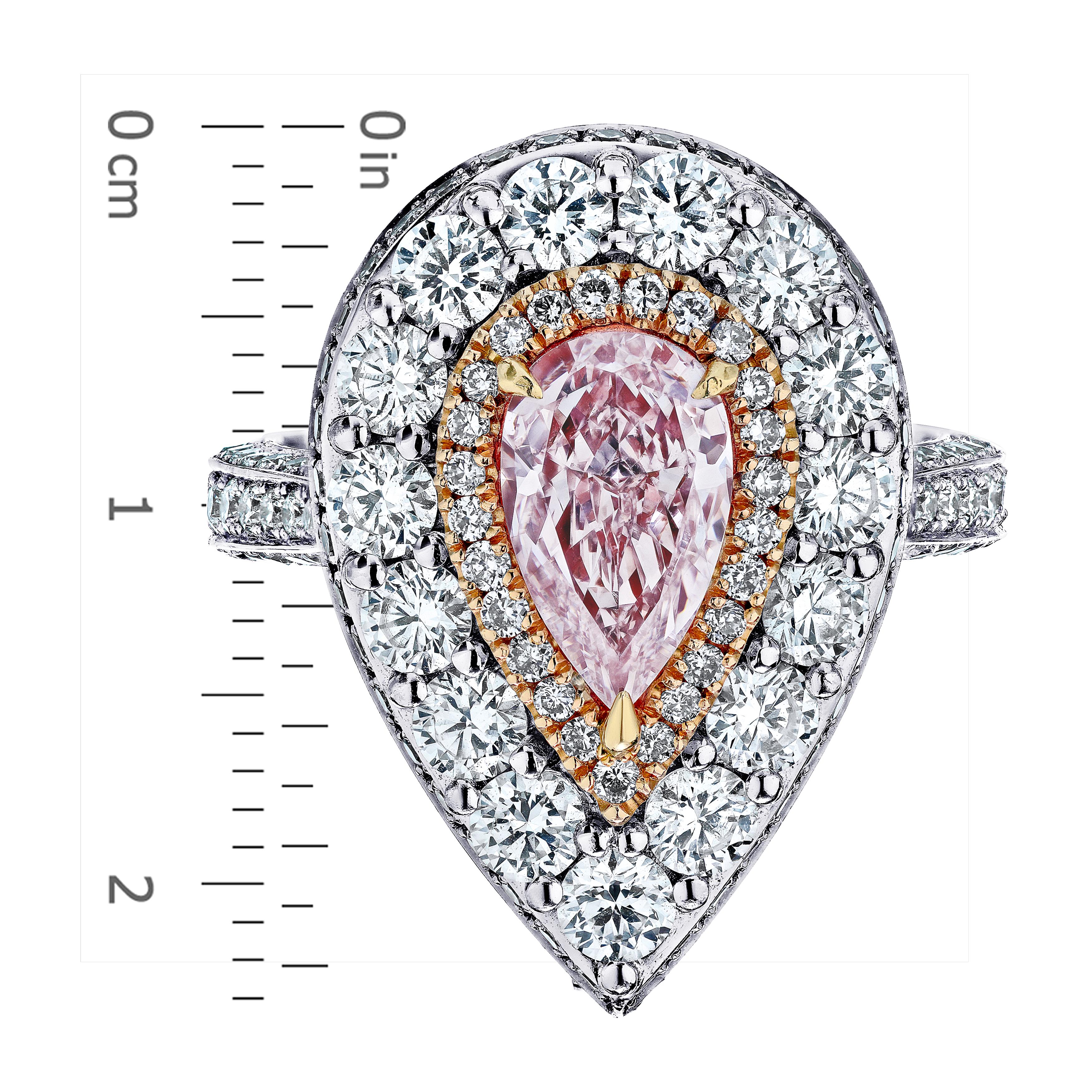 Women's Emilio Jewelry 3.30 Carat GIA Certified Natural Fancy Pink Diamond Ring Pendant