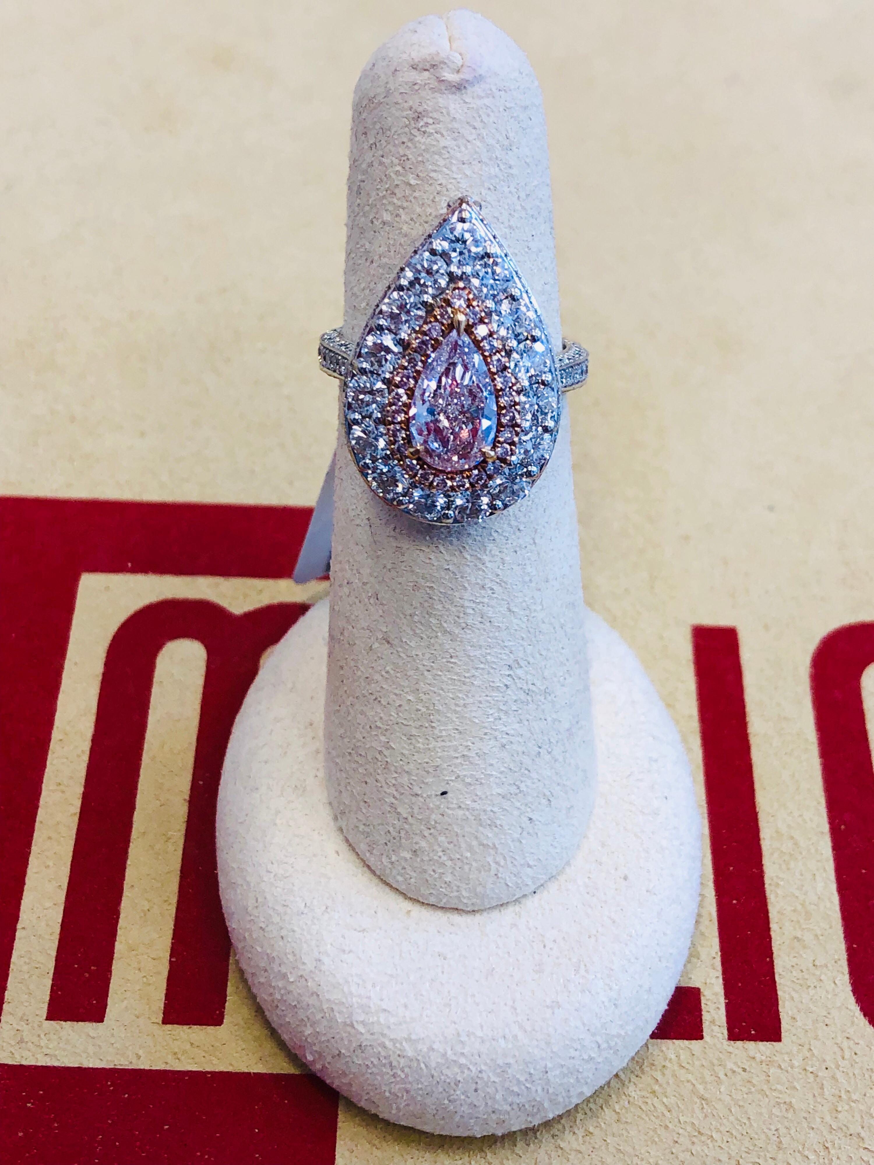 Emilio Jewelry 3.30 Carat GIA Certified Natural Fancy Pink Diamond Ring Pendant 1