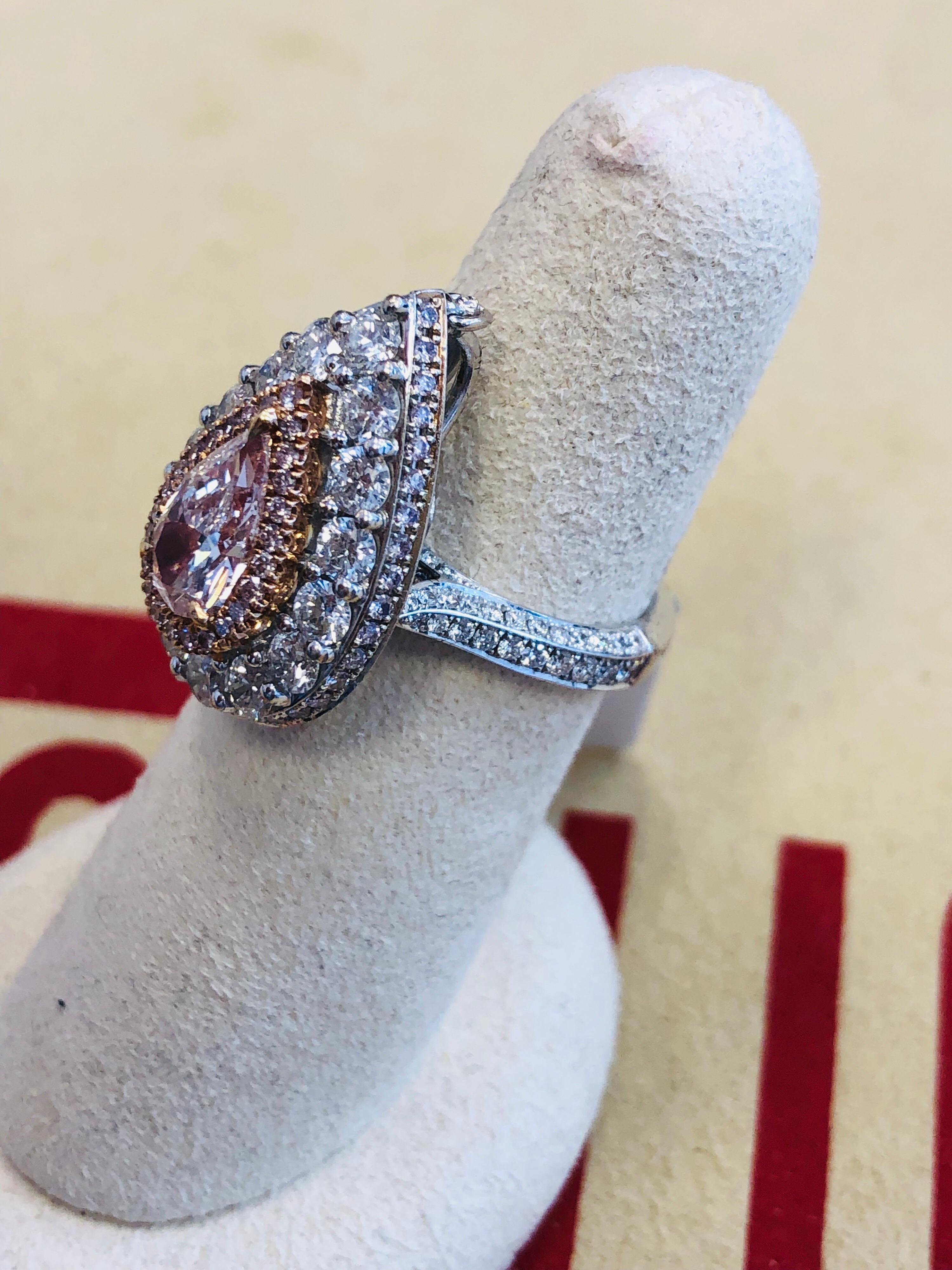 Emilio Jewelry 3.30 Carat GIA Certified Natural Fancy Pink Diamond Ring Pendant 3