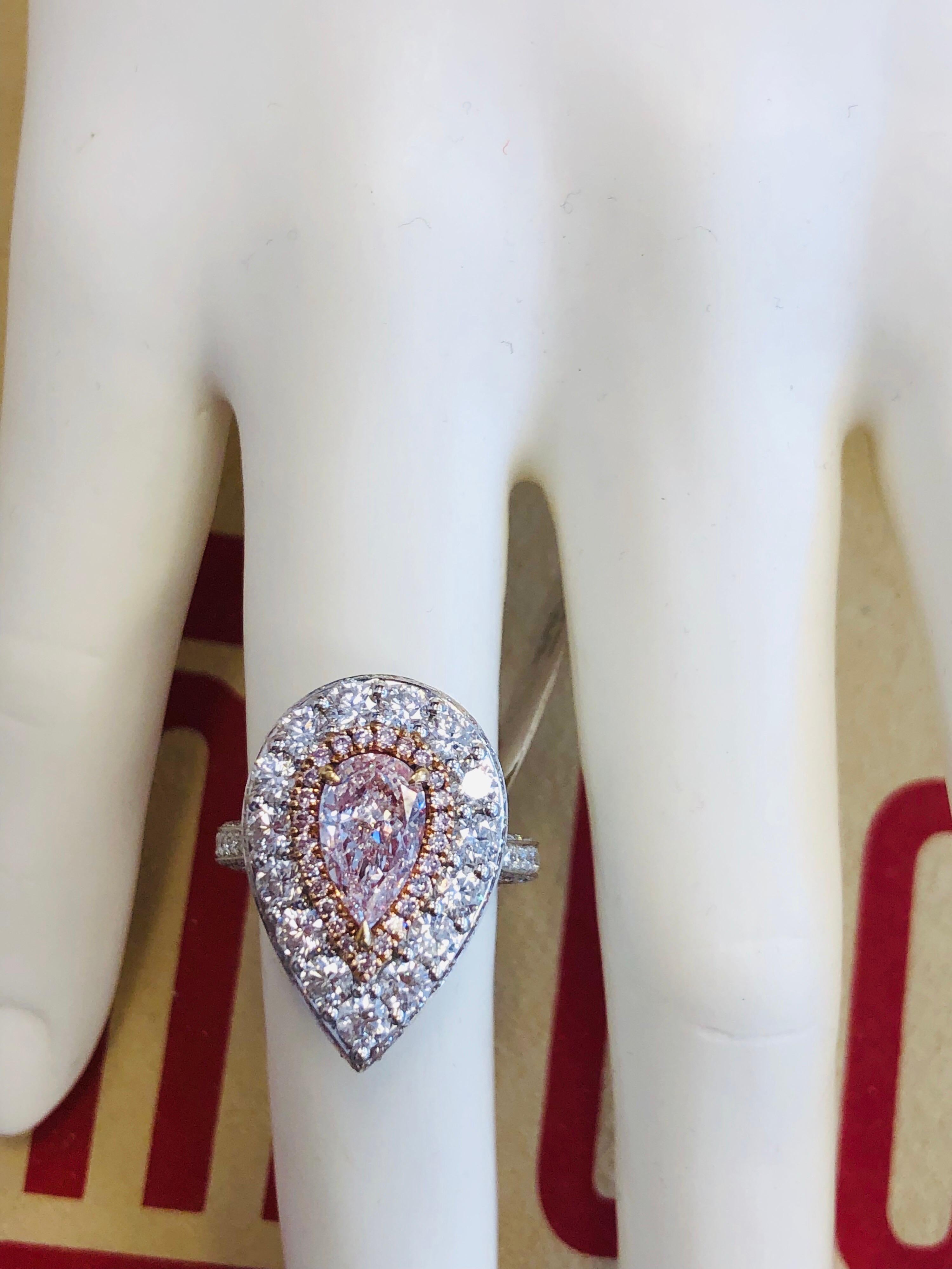 Emilio Jewelry 3.30 Carat GIA Certified Natural Fancy Pink Diamond Ring Pendant 5