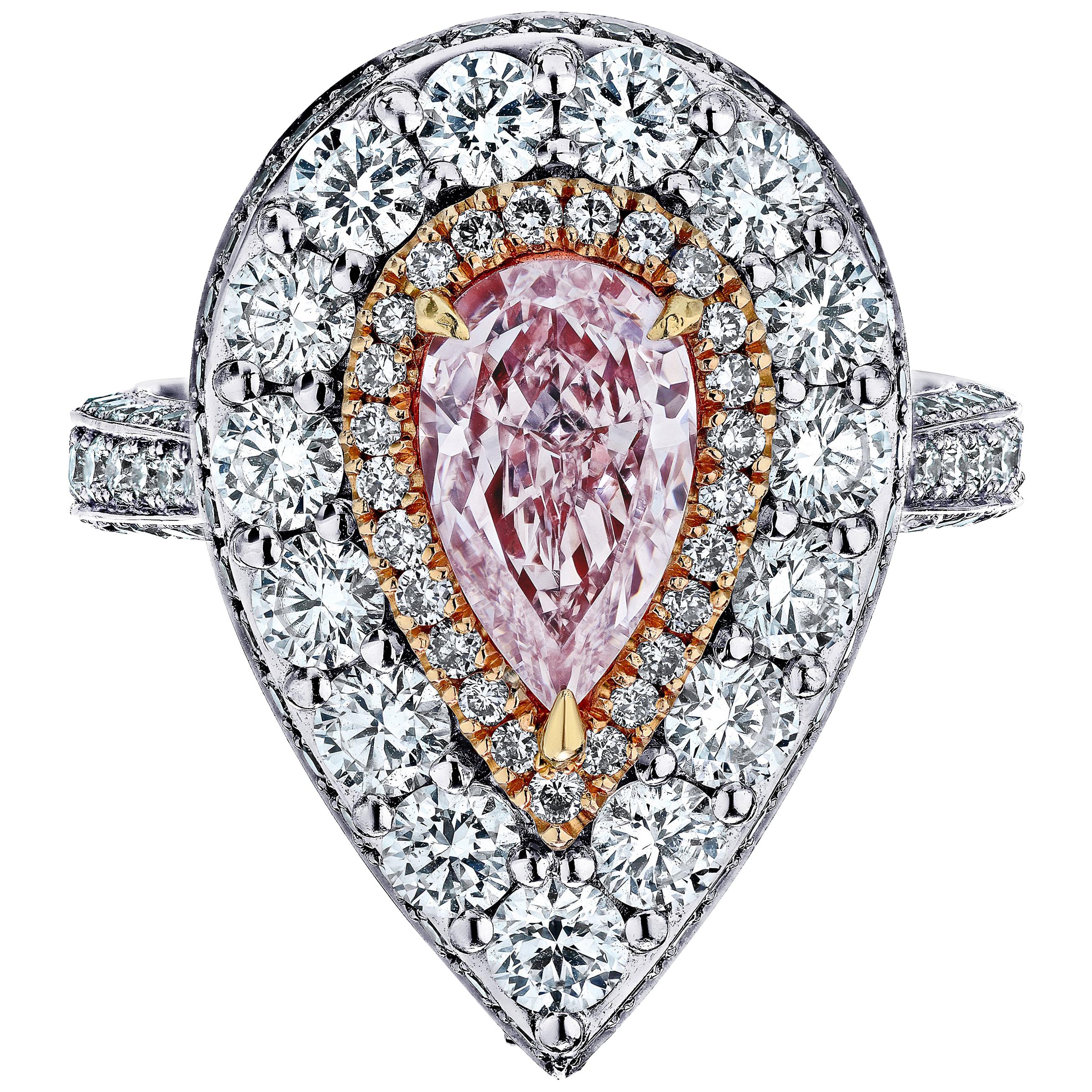 Emilio Jewelry 3.30 Carat GIA Certified Natural Fancy Pink Diamond Ring Pendant