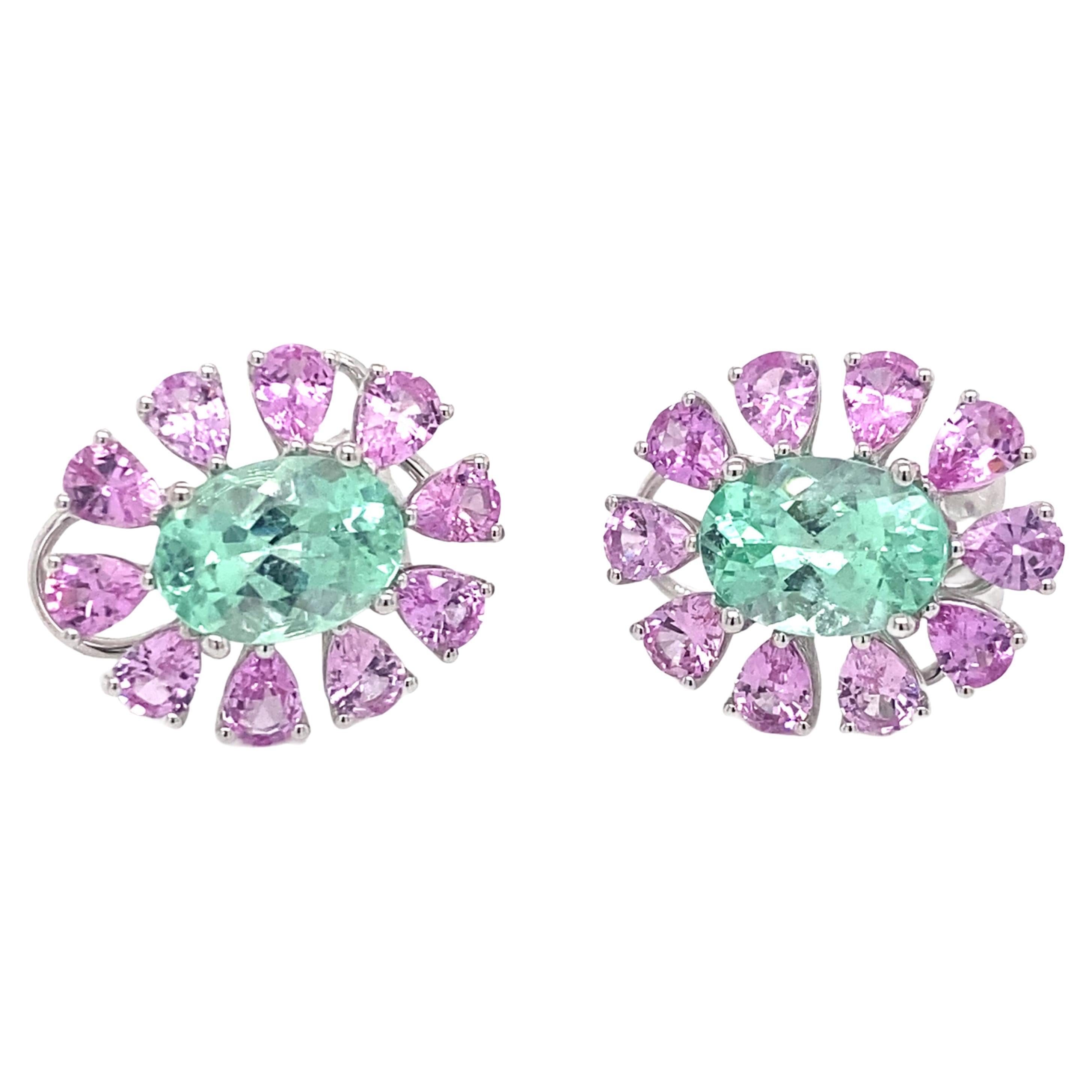 Emilio Jewelry 3.84 Carat Natural Paraiba Pink Sapphire Earring
