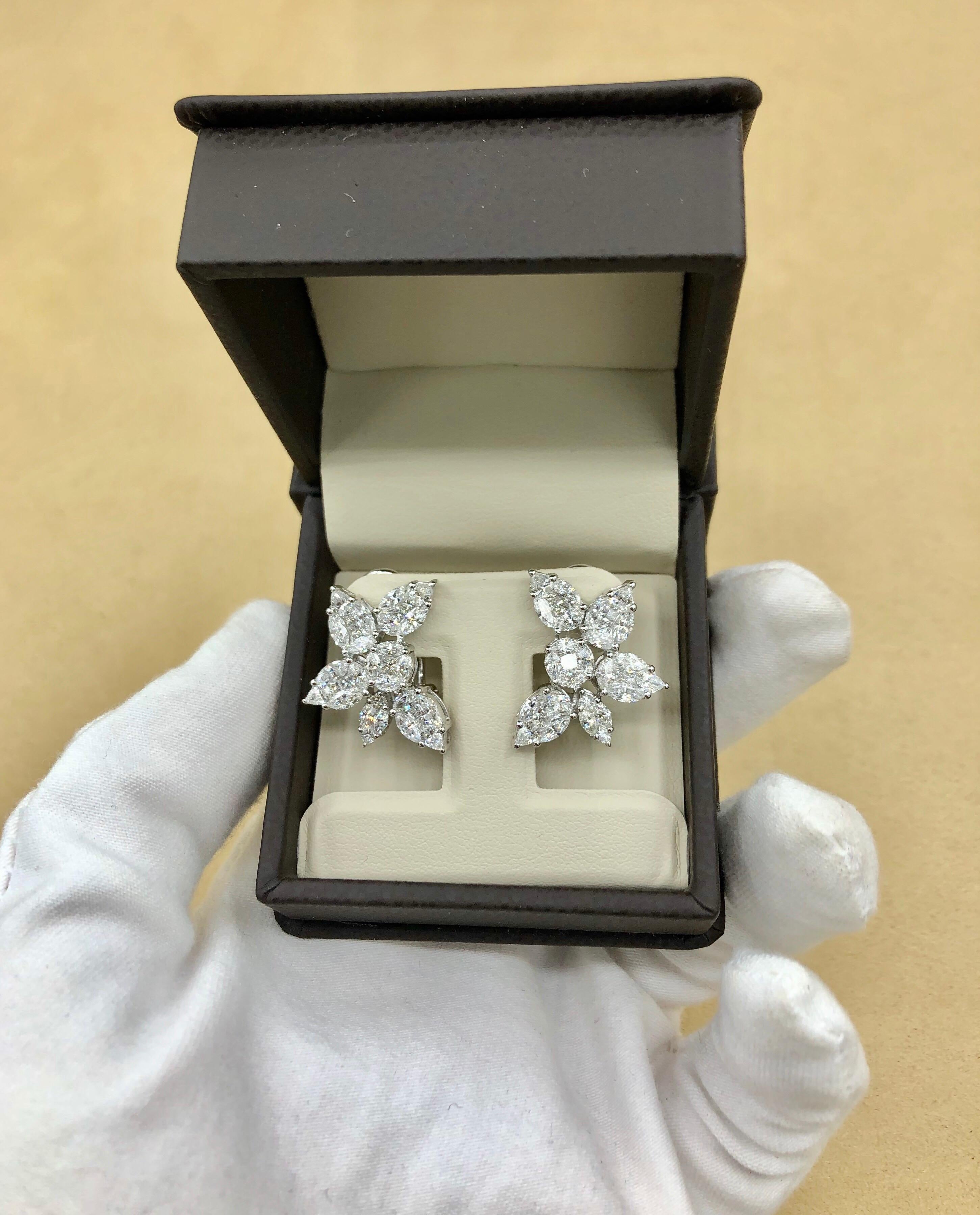 Women's Emilio Jewelry 3.89 Carat Fancy Cut Diamond Earrings