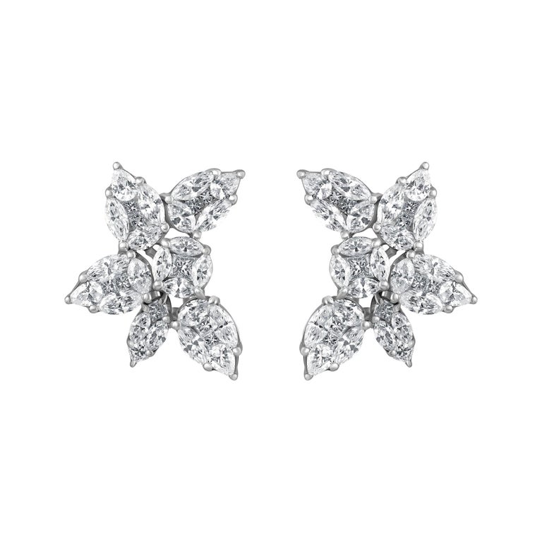 Emilio Jewelry 3.89 Carat Fancy Cut Diamond Earrings For Sale at 1stDibs