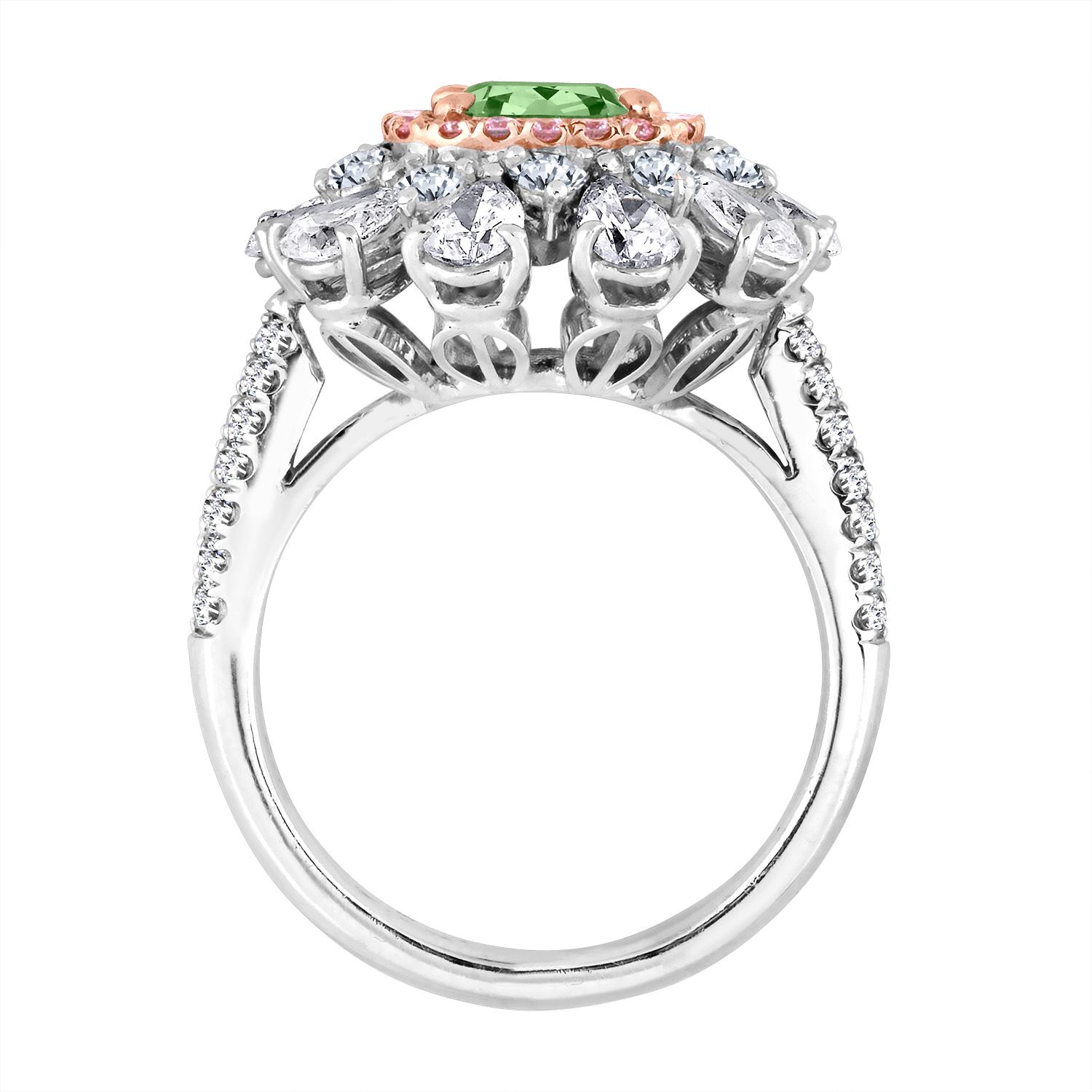 Emilio Jewelry 3.91 Carat GIA Certified Natural Green Diamond Ring In New Condition In New York, NY
