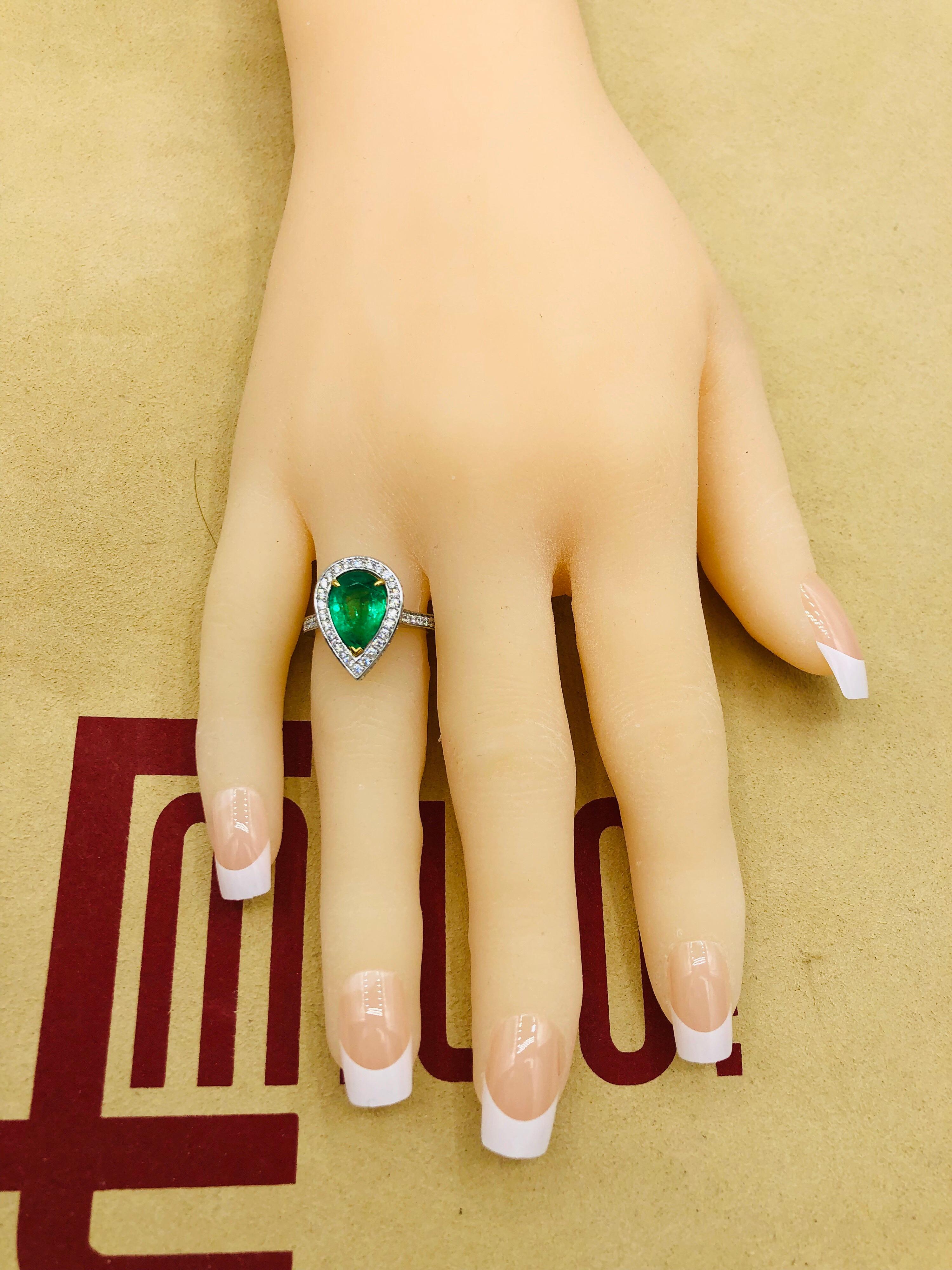 Emilio Jewelry 3.93 Carat Emerald Diamond Ring 6