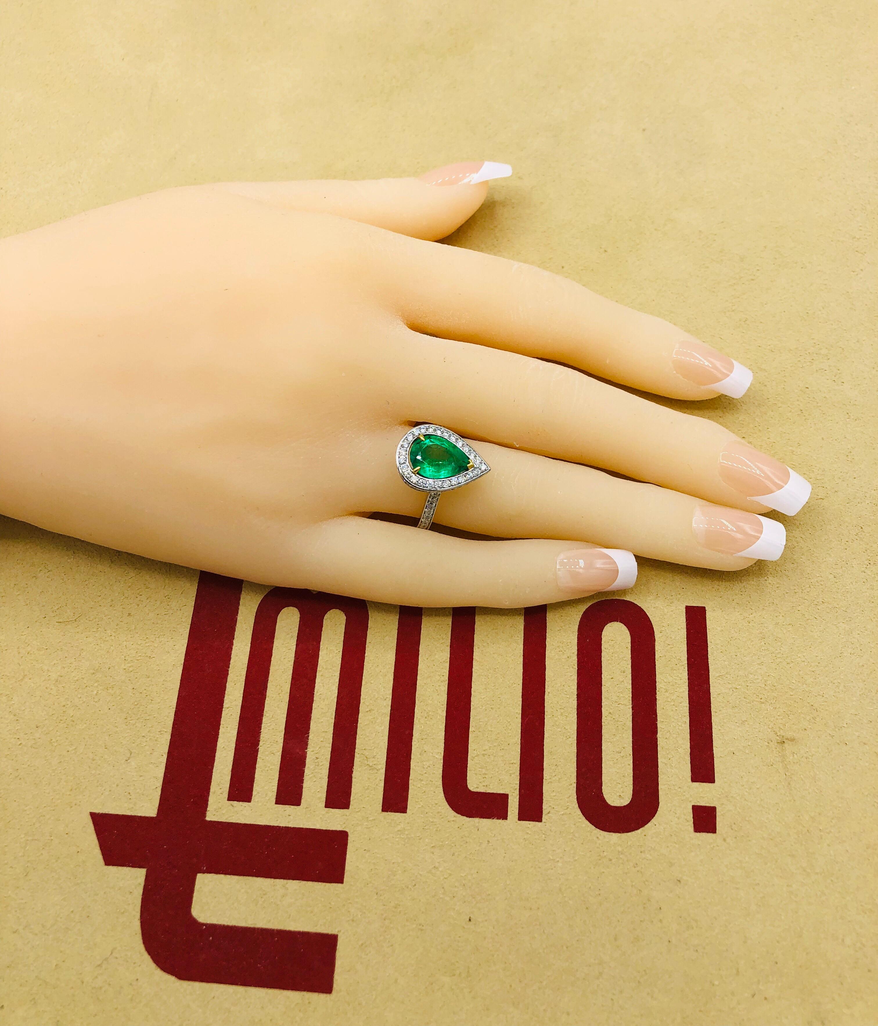 Emilio Jewelry 3.93 Carat Emerald Diamond Ring 7