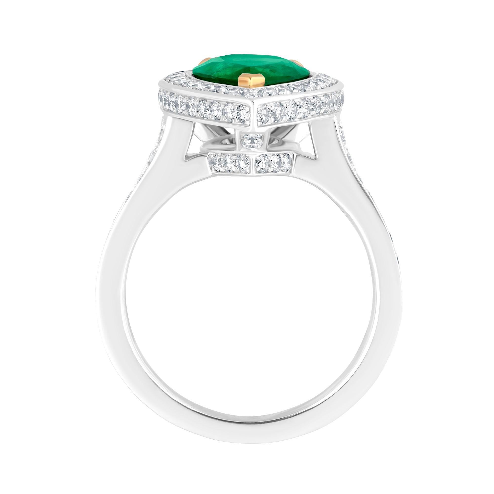 Emilio Jewelry 3.93 Carat Emerald Diamond Ring In New Condition In New York, NY