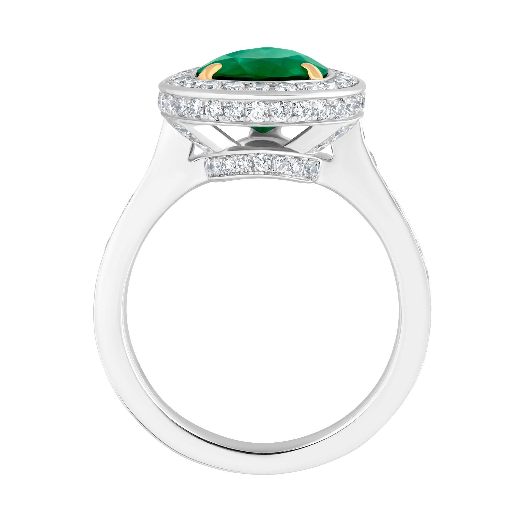 Women's Emilio Jewelry 3.93 Carat Emerald Diamond Ring