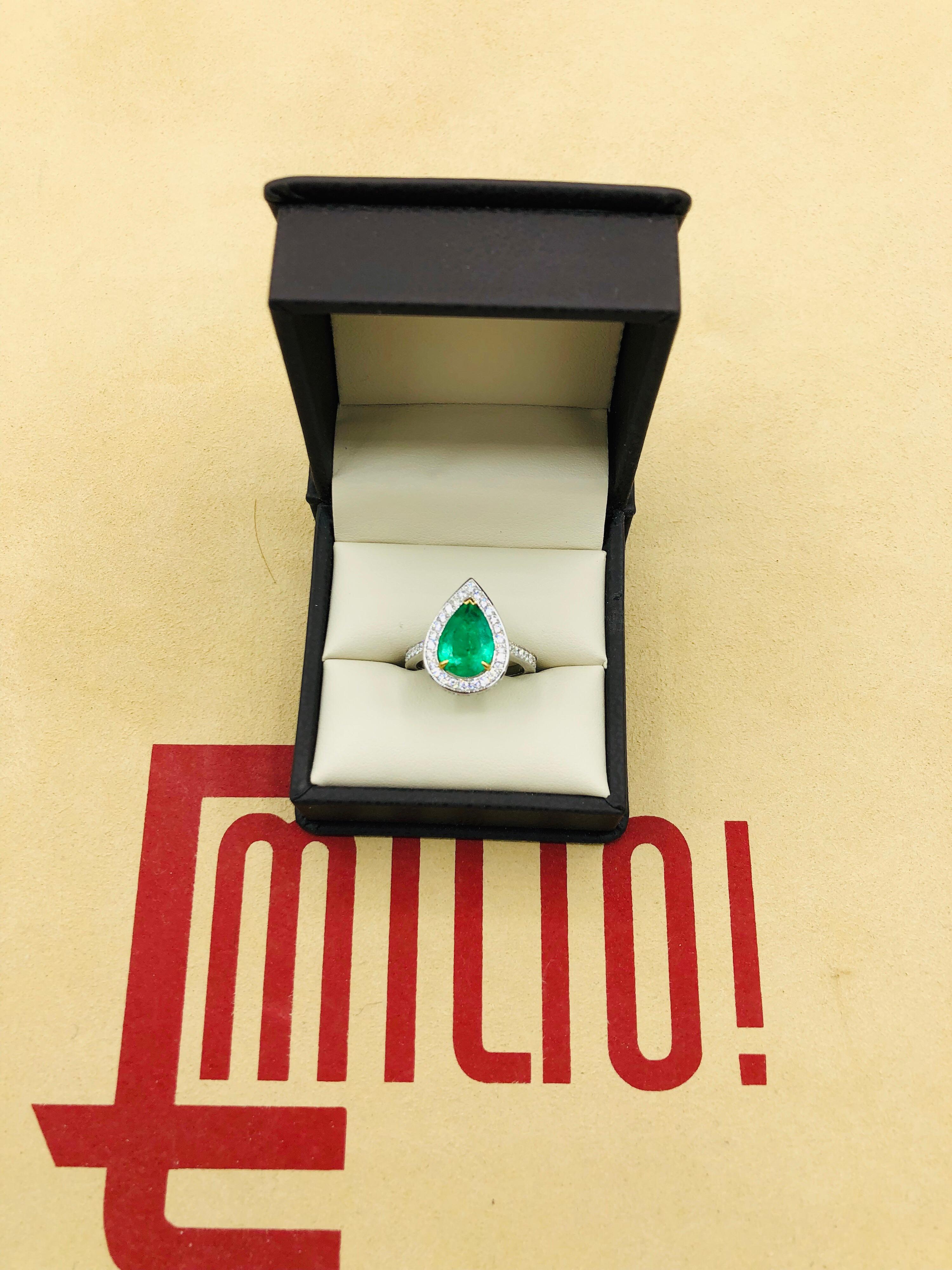 Emilio Jewelry 3.93 Carat Emerald Diamond Ring 3