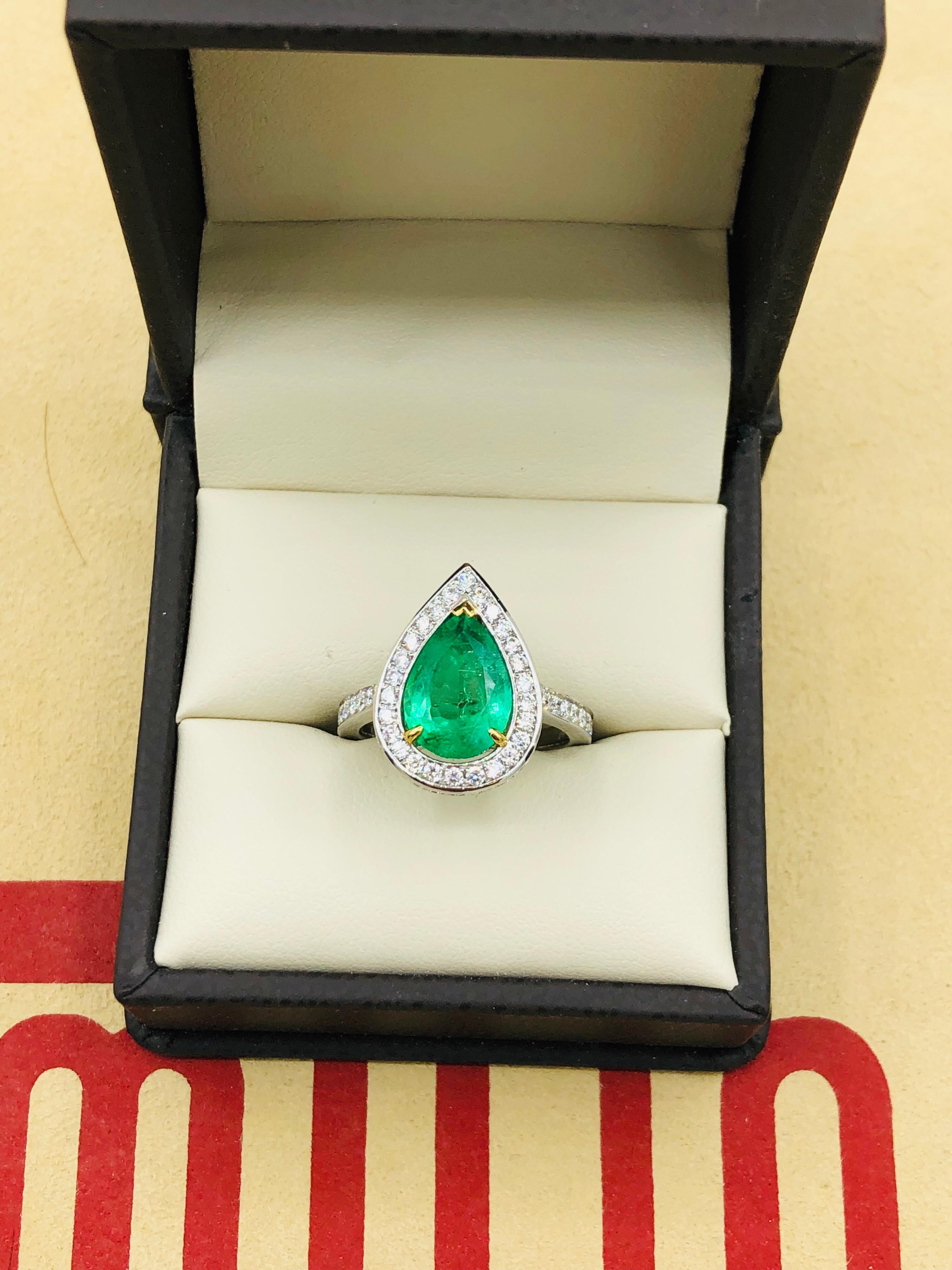 Emilio Jewelry 3.93 Carat Emerald Diamond Ring 4