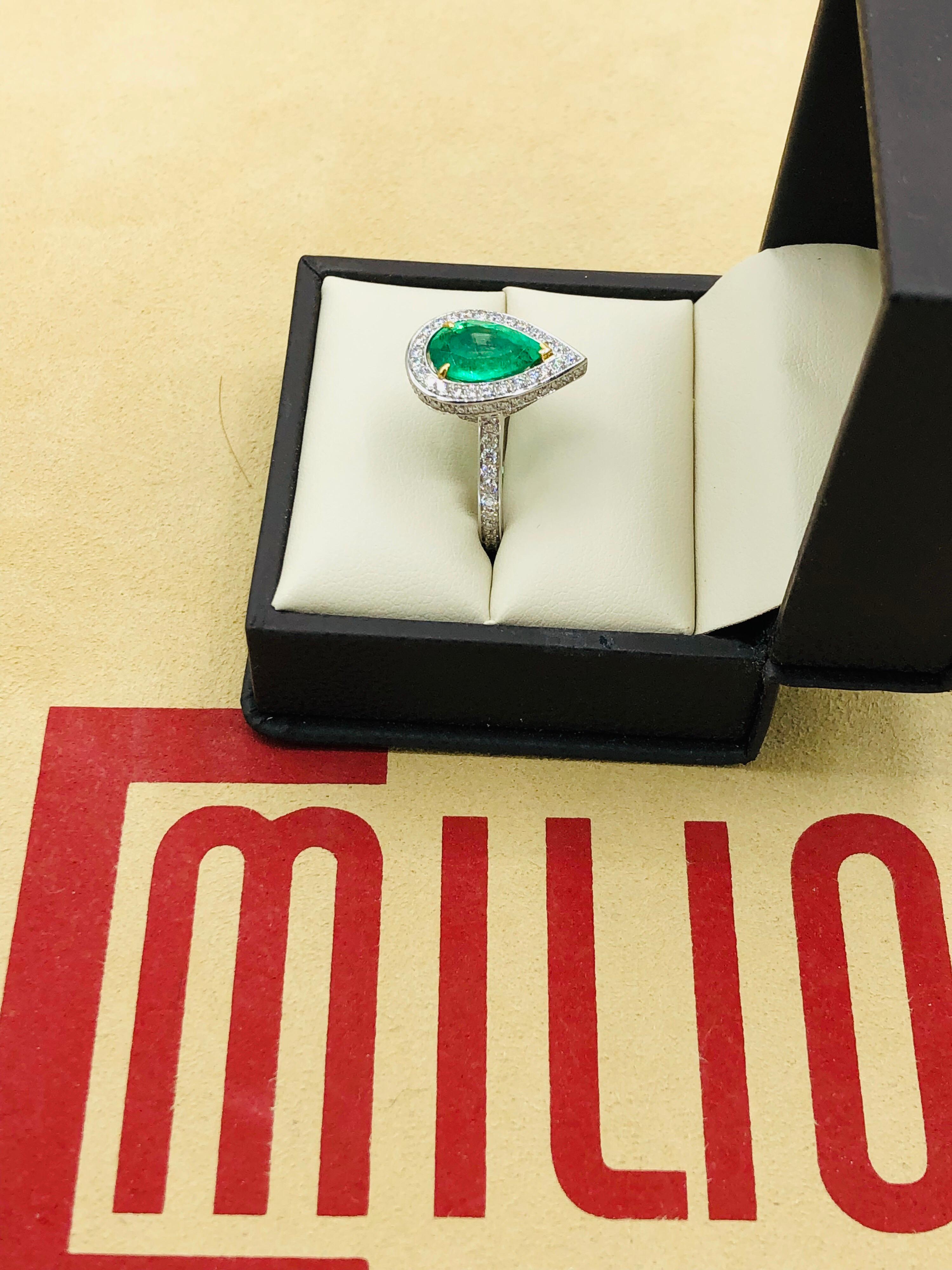 Emilio Jewelry 3.93 Carat Emerald Diamond Ring 5